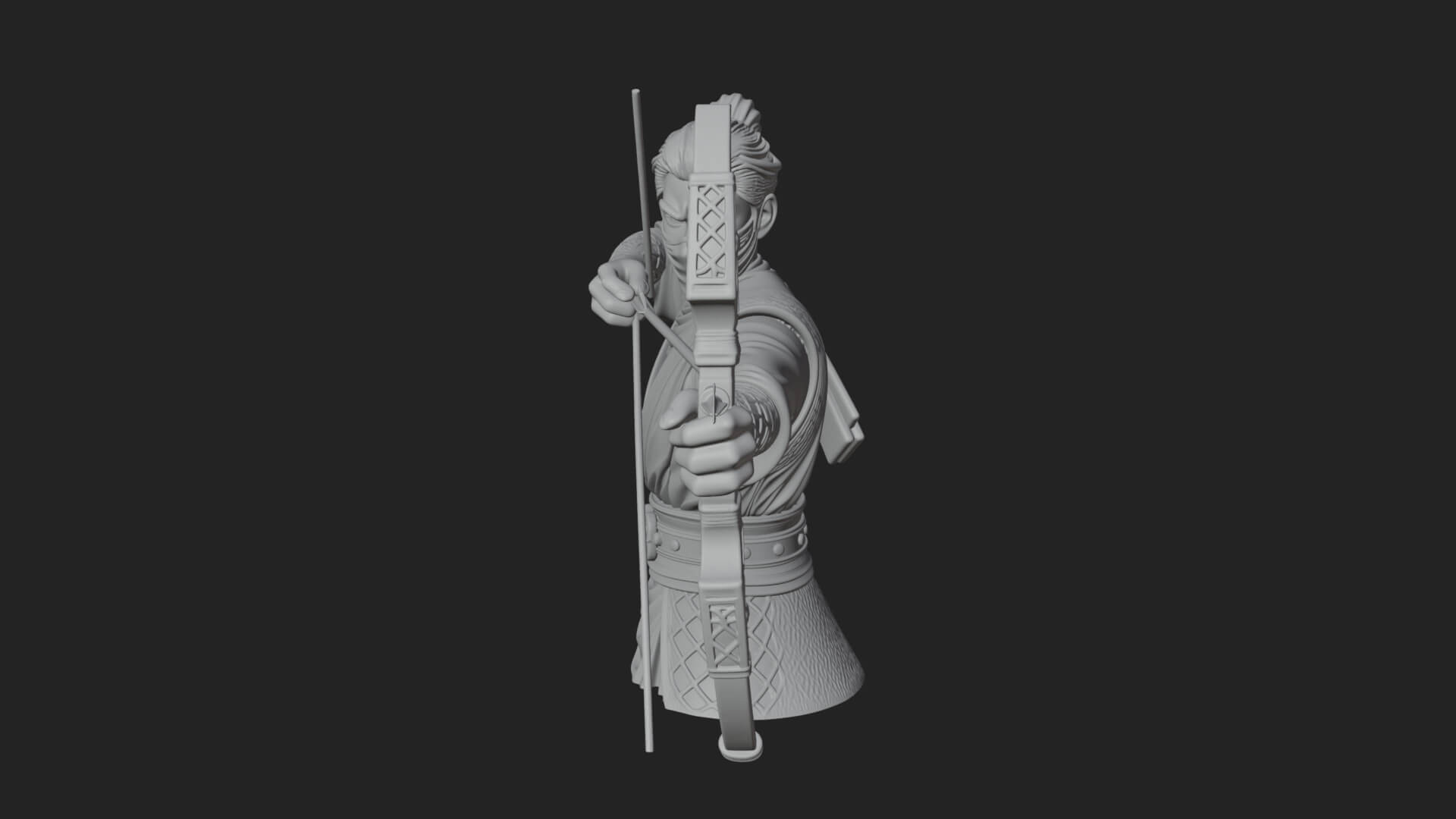 Robed Archer with Bow Statue Design 12 3D Print Model 3D Model
