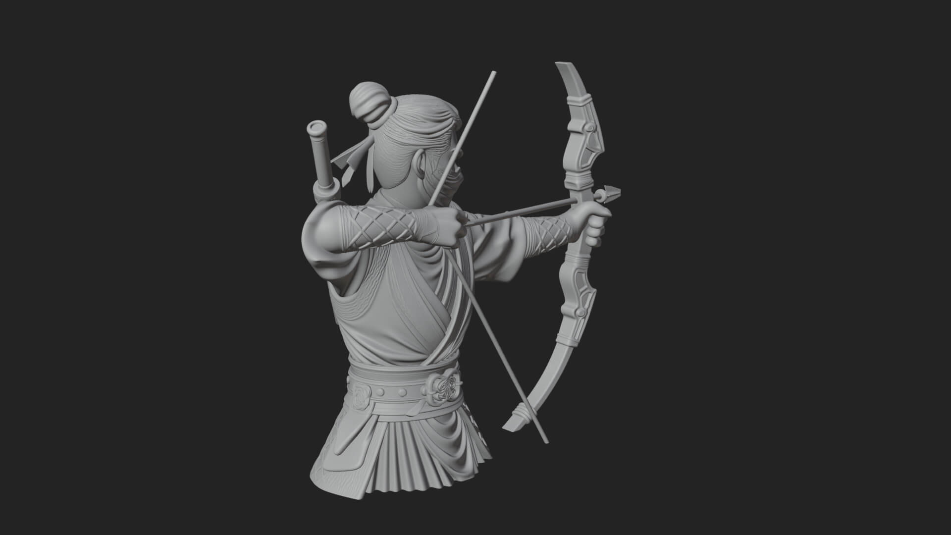 Robed Archer with Bow Statue Design 12 3D Print Model 3D Model
