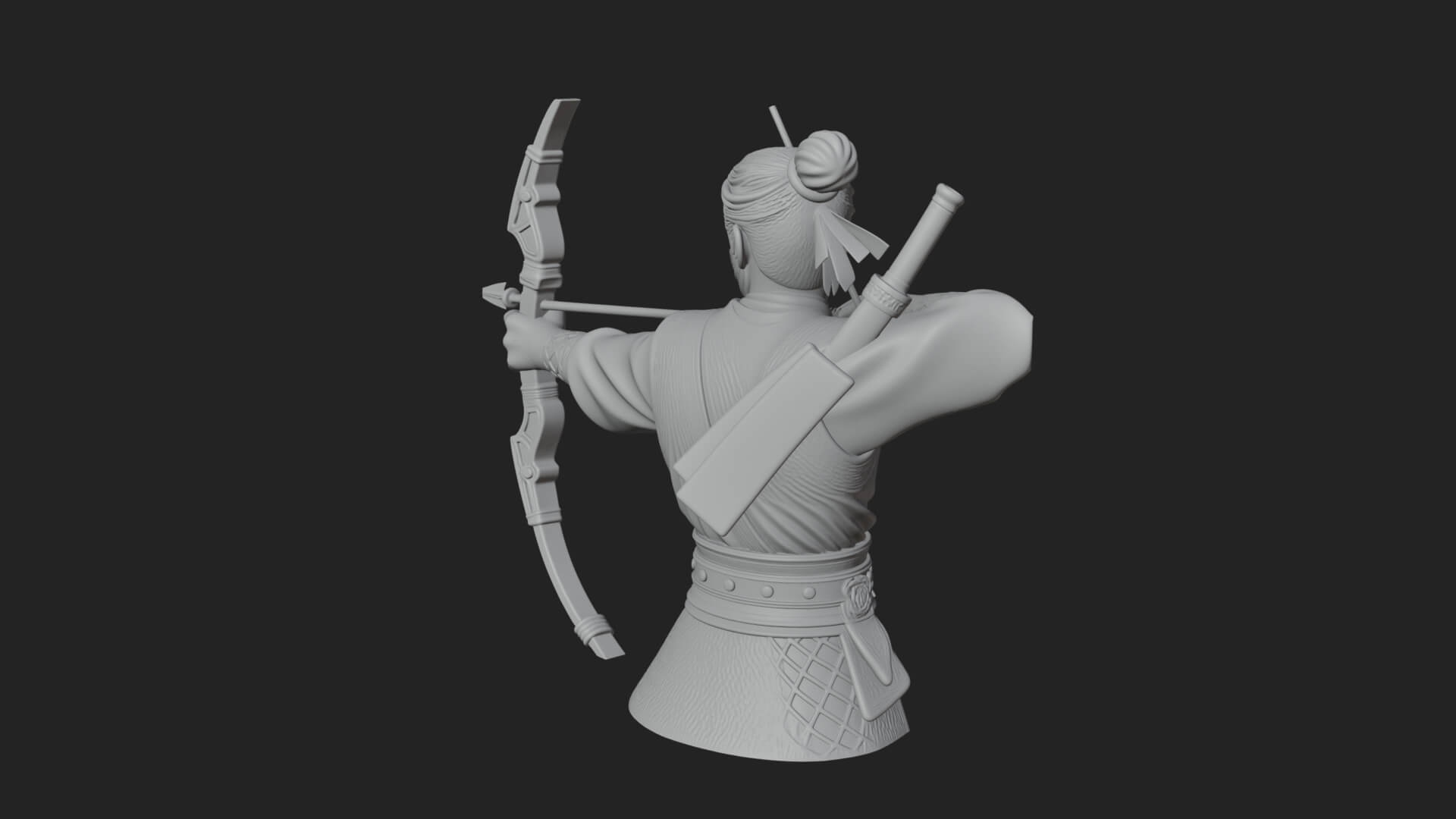 Robed Archer with Bow Statue Design 12 3D Print Model 3D Model