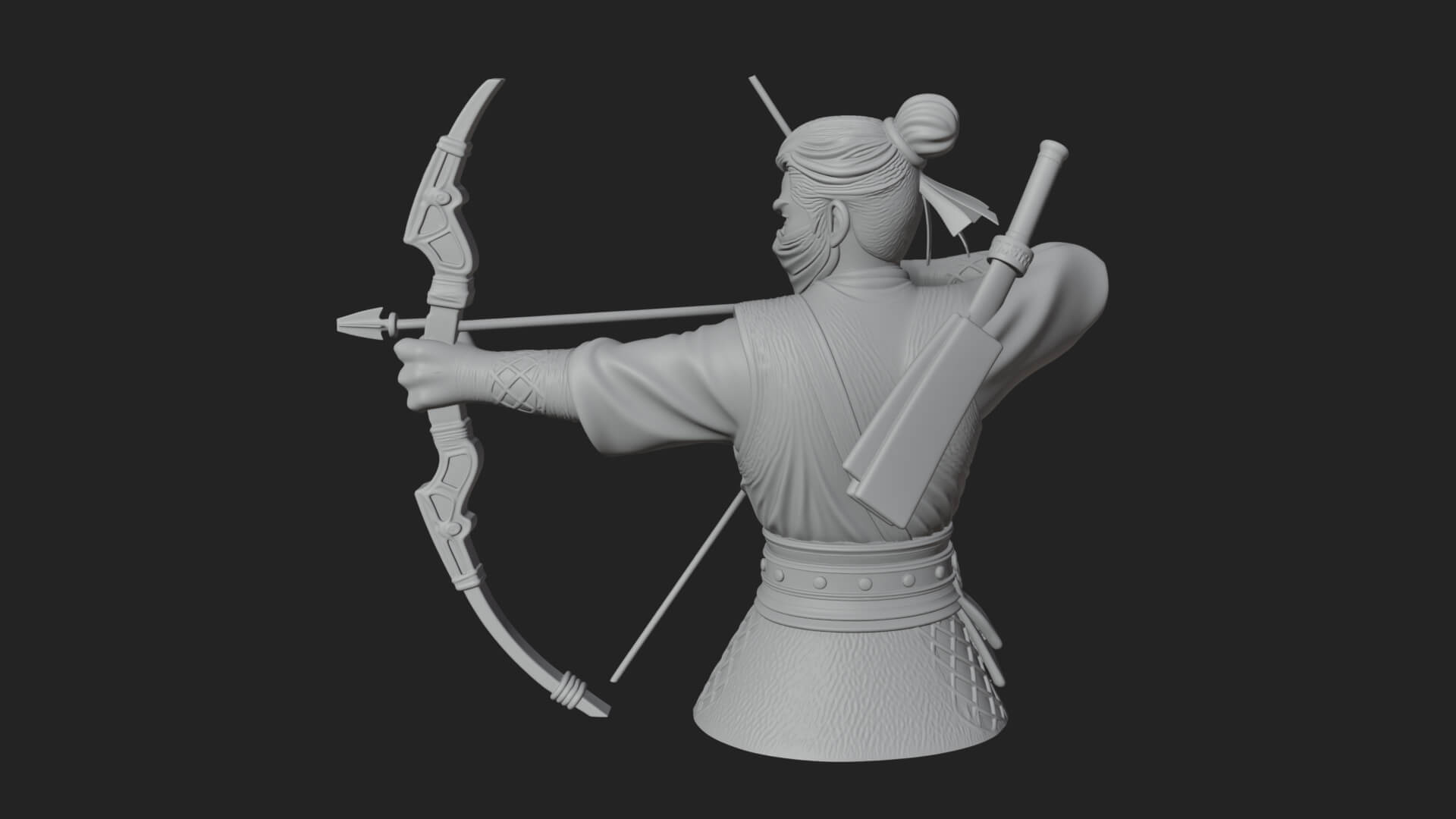 Robed Archer with Bow Statue Design 12 3D Print Model 3D Model