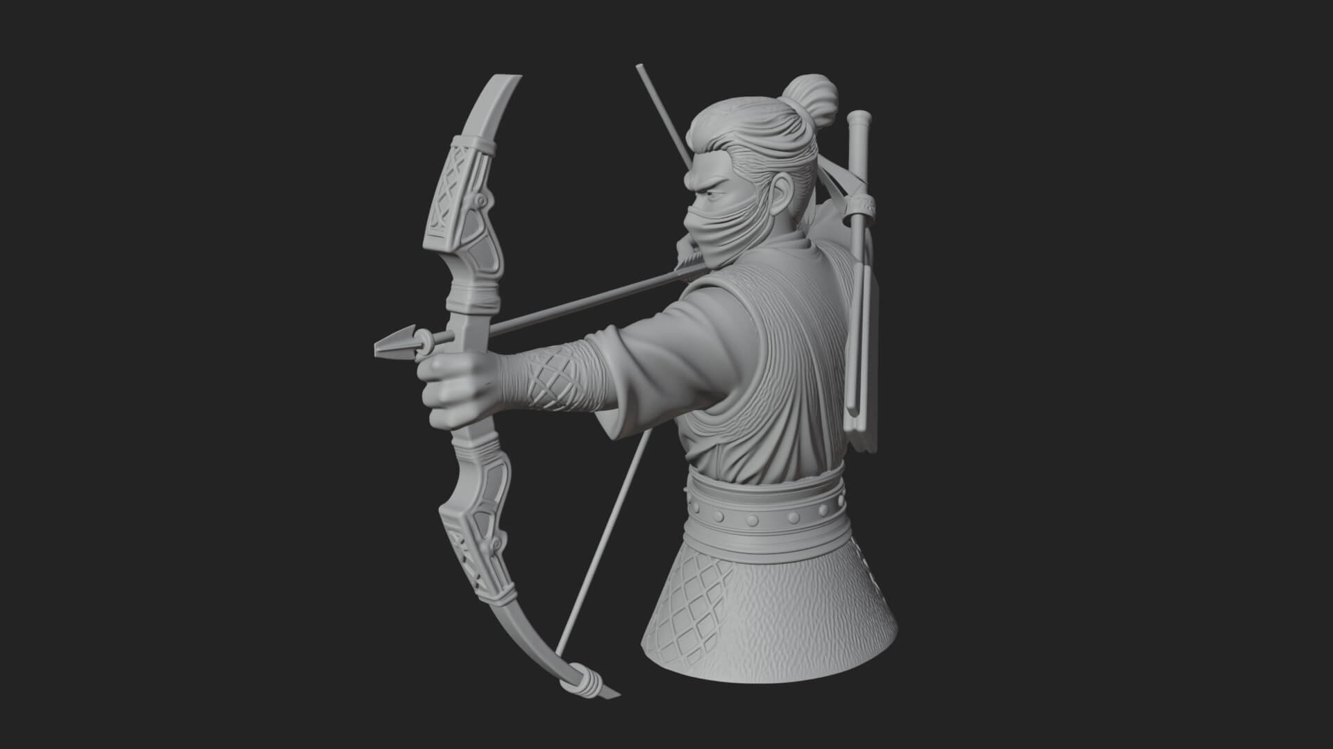 Robed Archer with Bow Statue Design 12 3D Print Model 3D Model