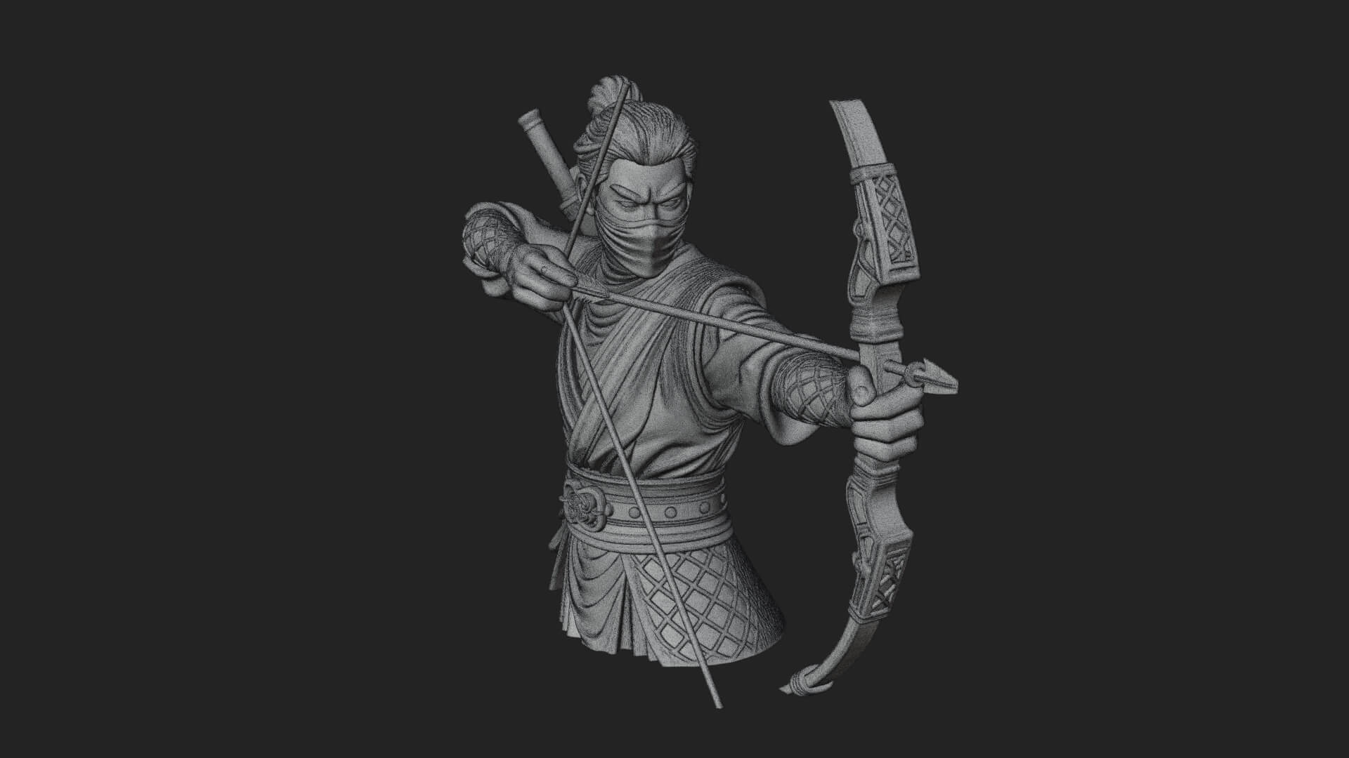 Robed Archer with Bow Statue Design 12 3D Print Model 3D Model