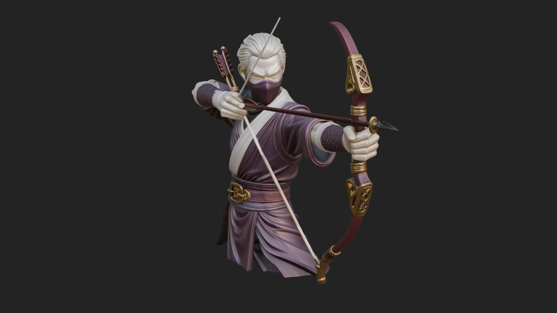 Robed Archer with Bow Statue Design 13 3D Print Model 3D Model