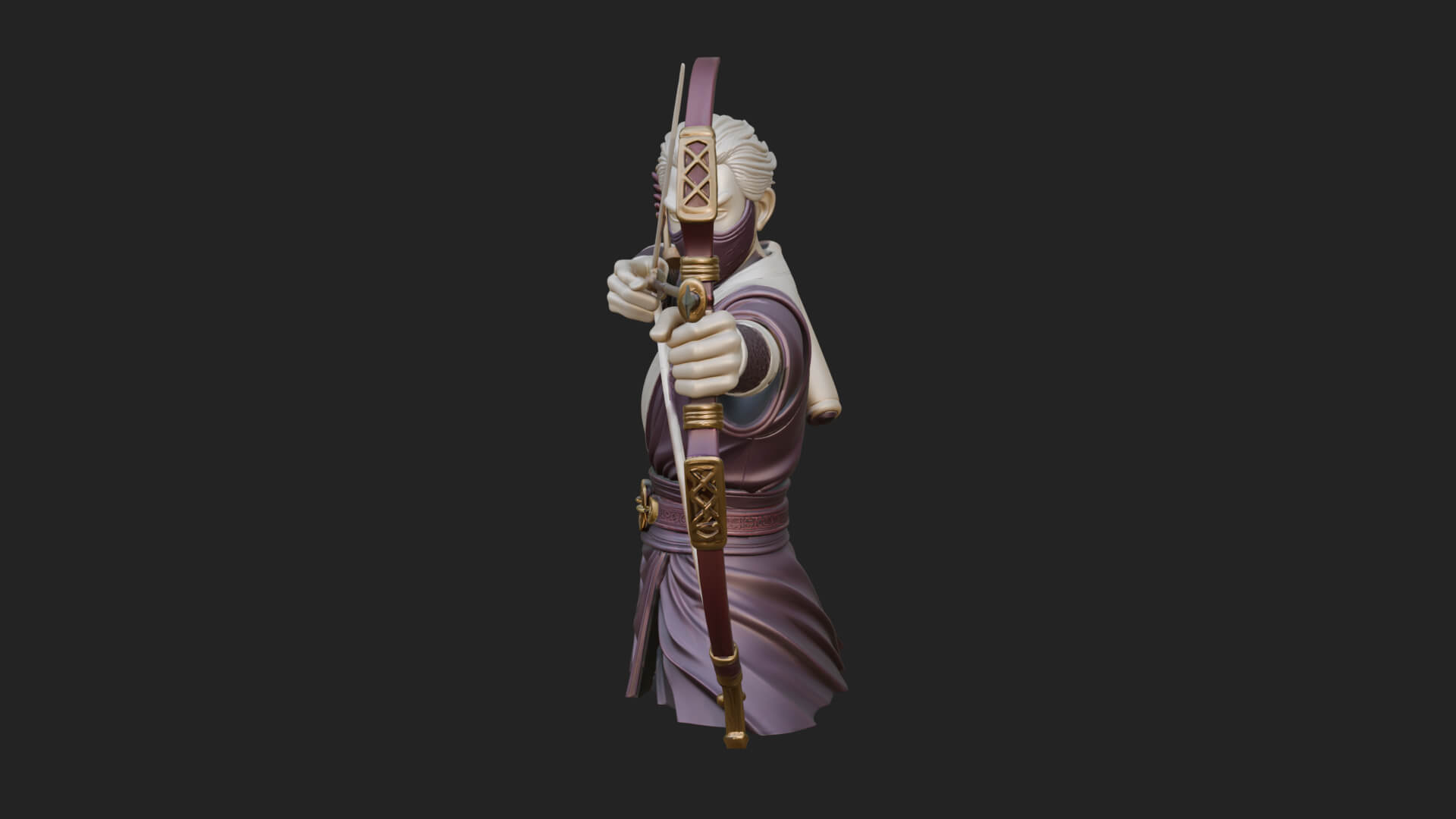 Robed Archer with Bow Statue Design 13 3D Print Model 3D Model