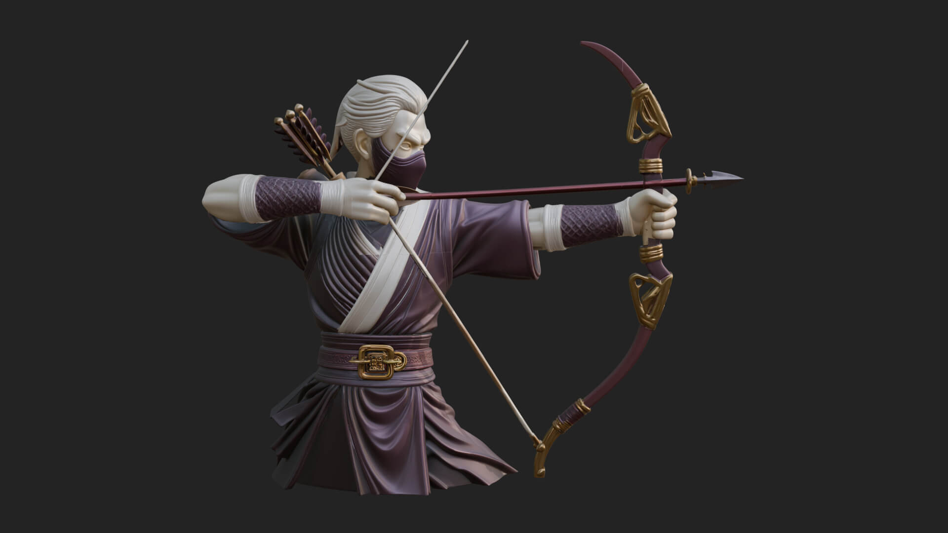 Robed Archer with Bow Statue Design 13 3D Print Model 3D Model