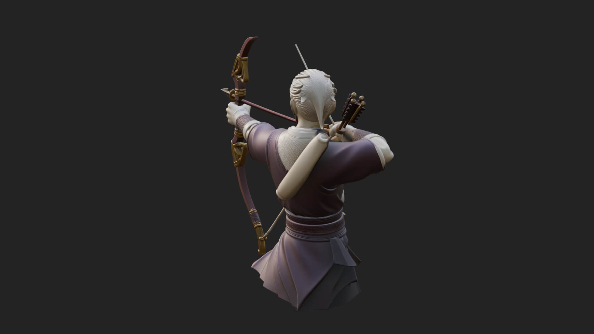 Robed Archer with Bow Statue Design 13 3D Print Model 3D Model