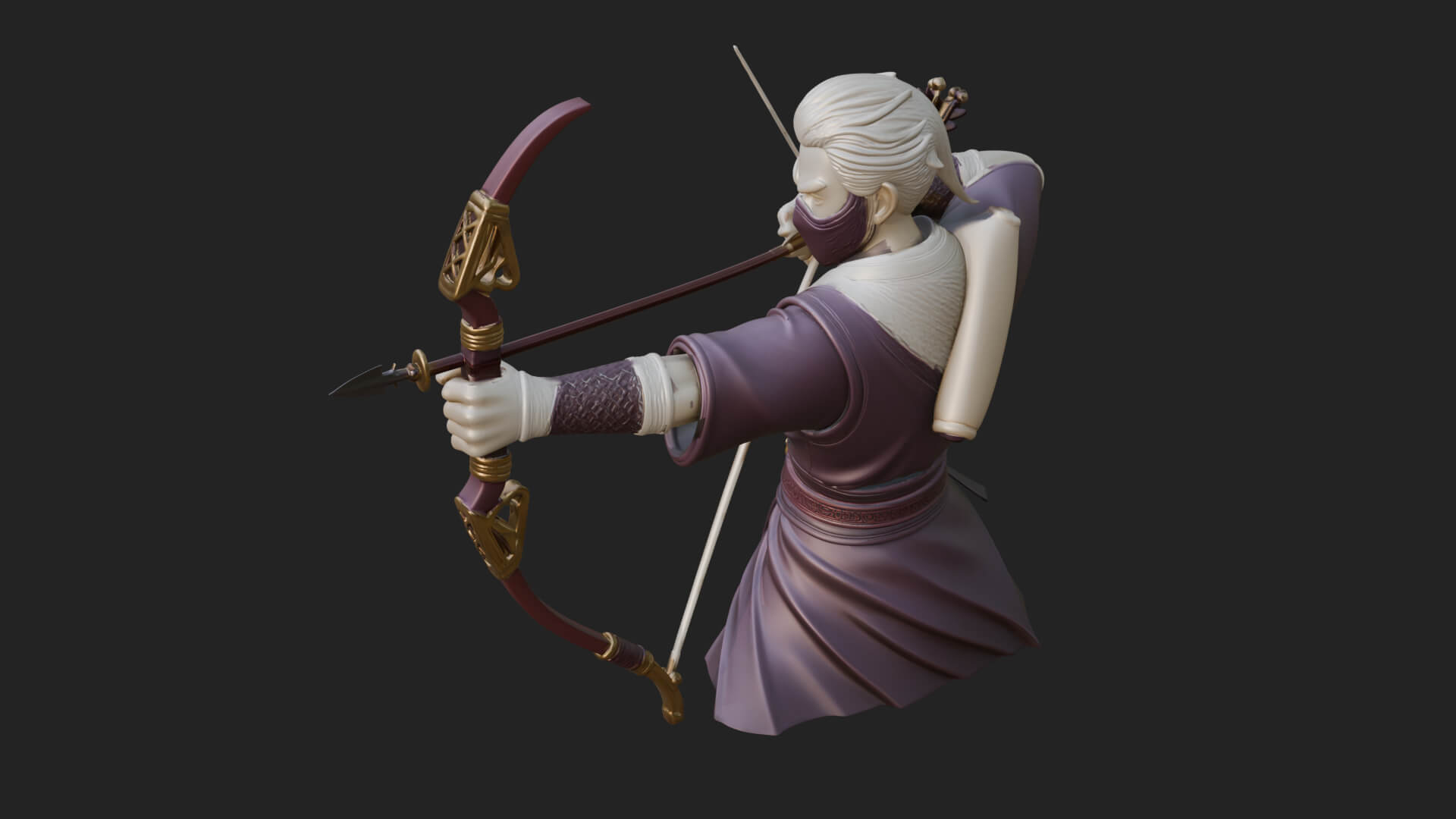 Robed Archer with Bow Statue Design 13 3D Print Model 3D Model
