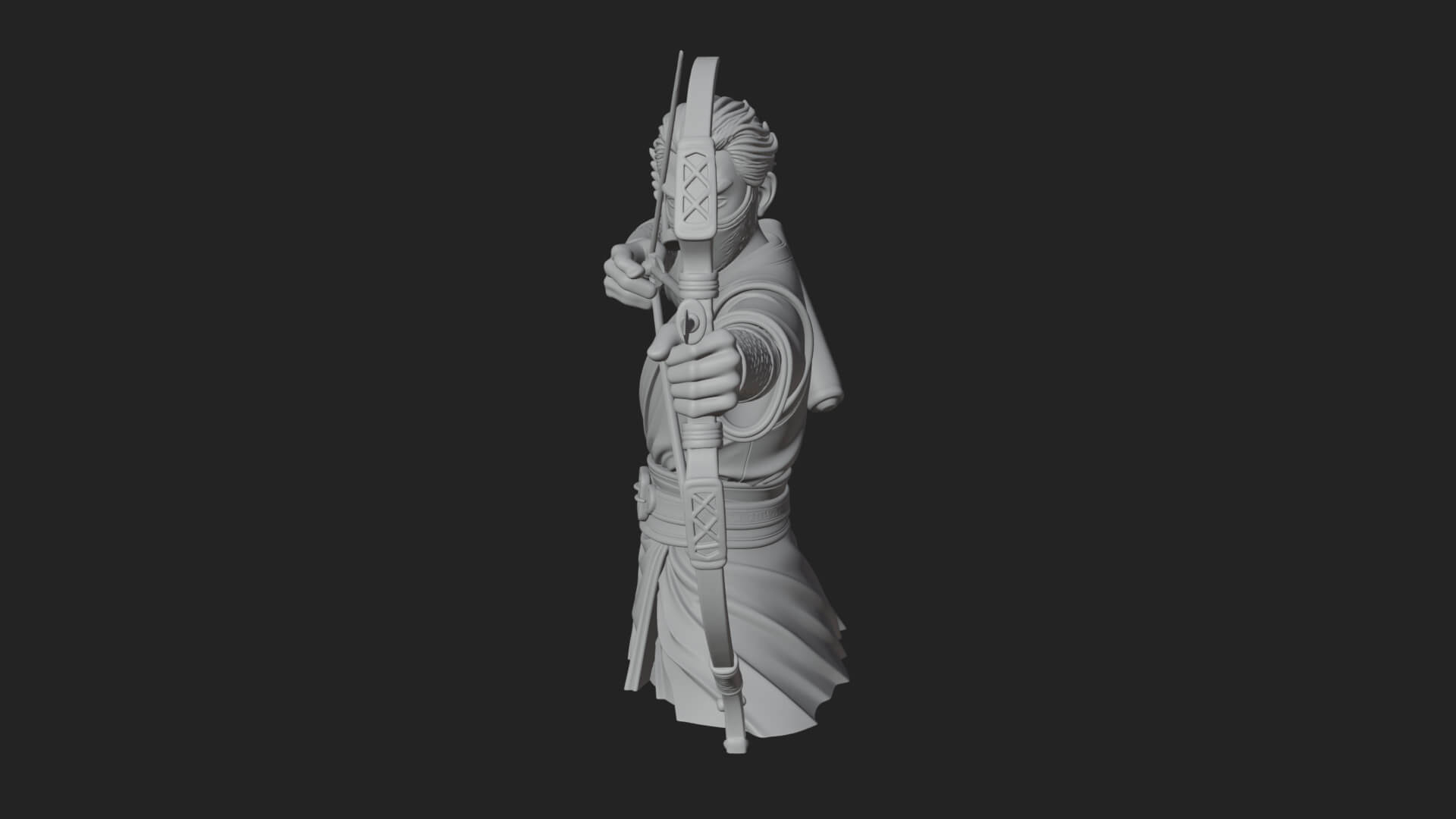 Robed Archer with Bow Statue Design 13 3D Print Model 3D Model