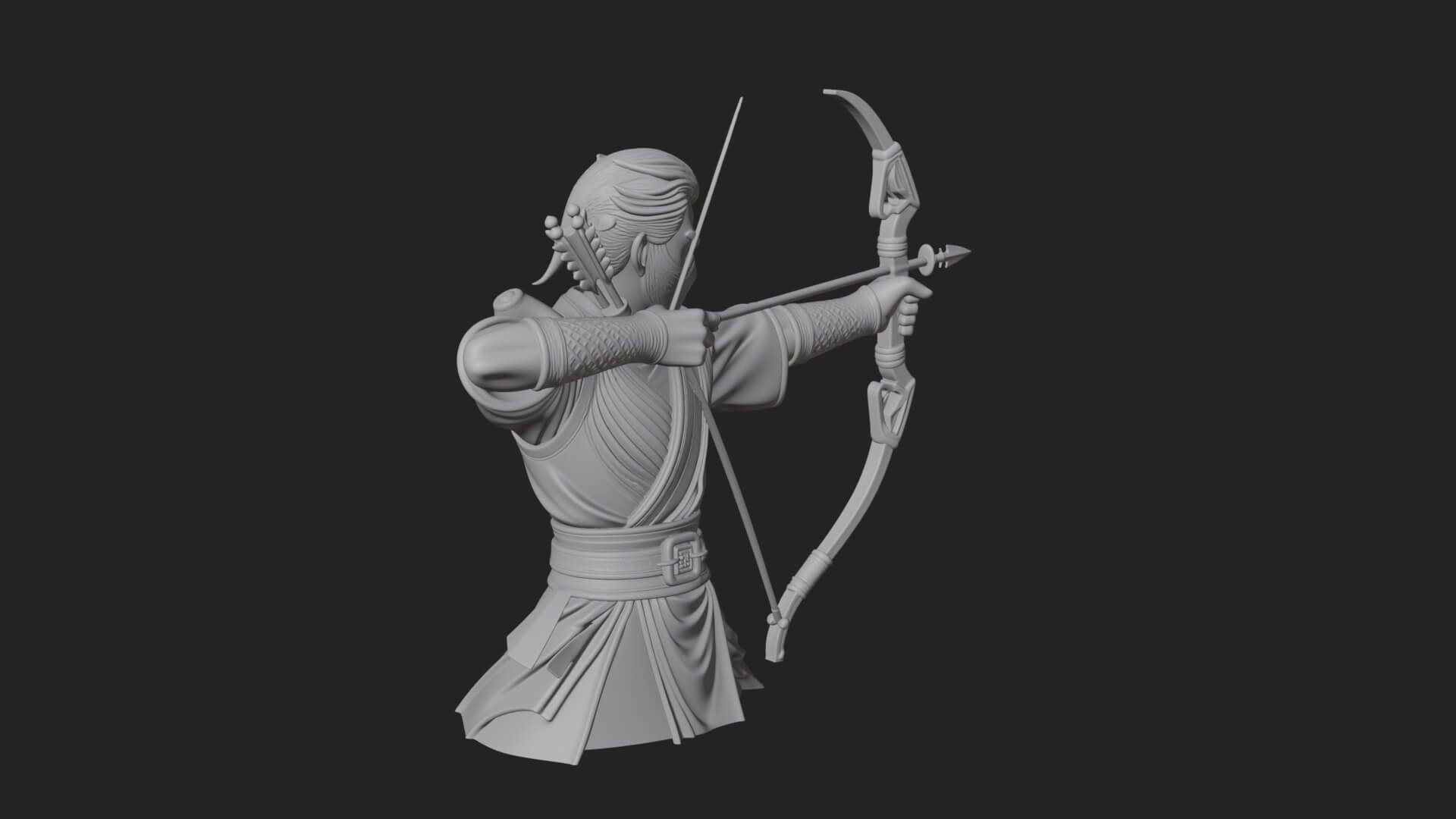Robed Archer with Bow Statue Design 13 3D Print Model 3D Model