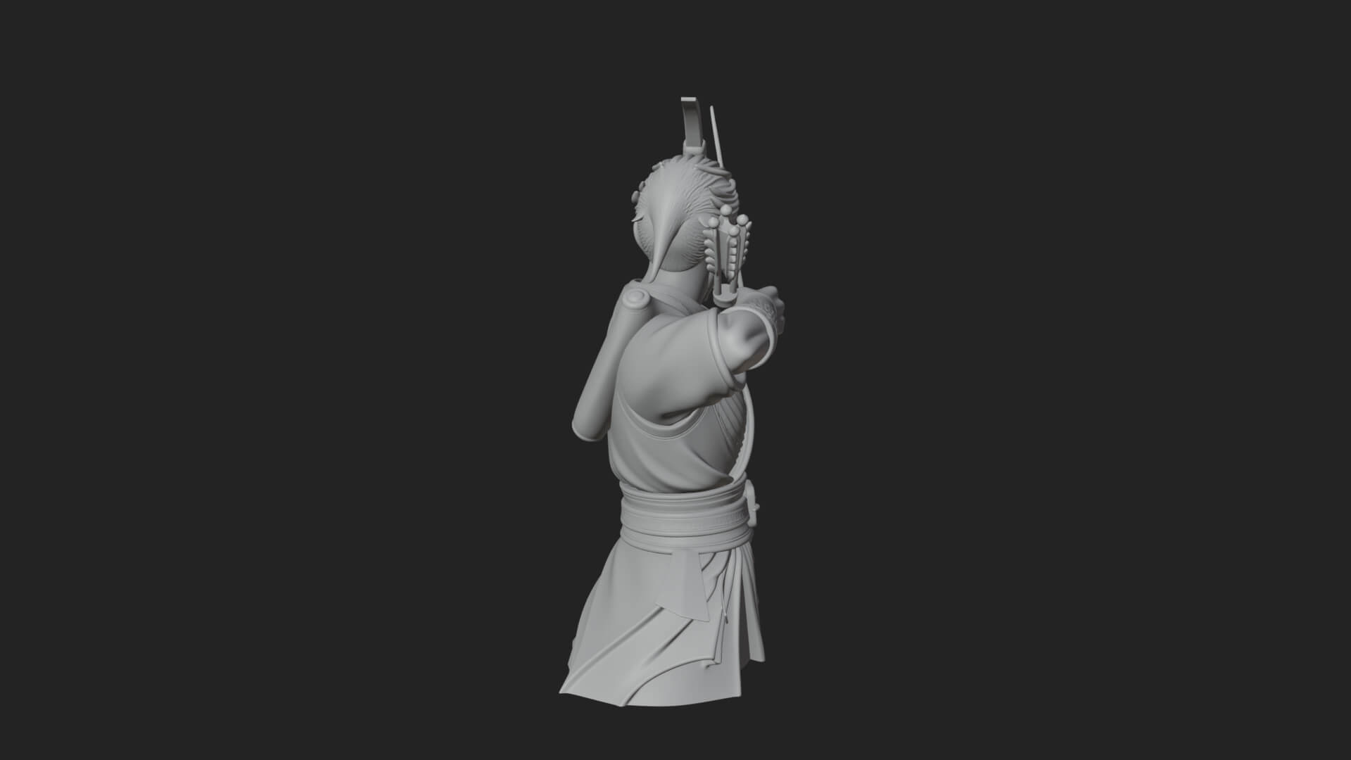 Robed Archer with Bow Statue Design 13 3D Print Model 3D Model