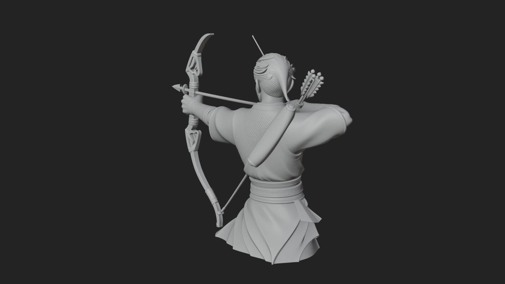 Robed Archer with Bow Statue Design 13 3D Print Model 3D Model