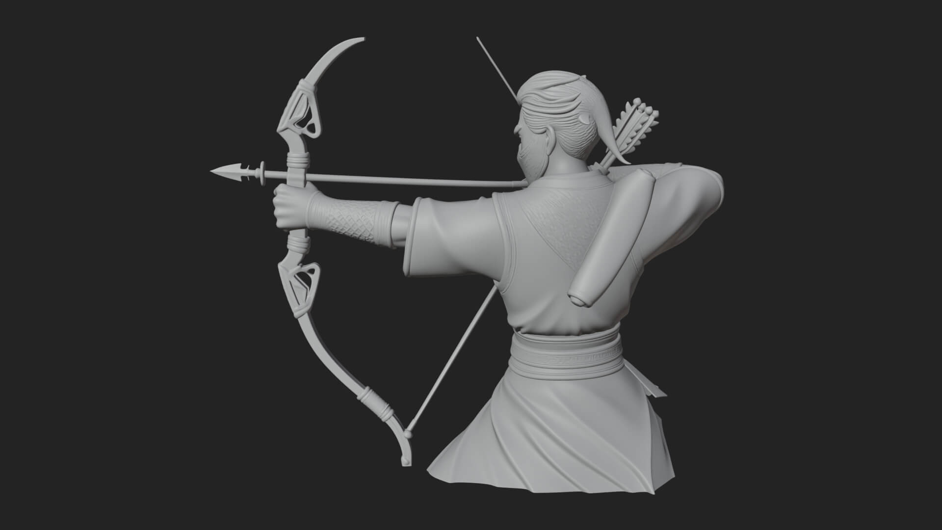 Robed Archer with Bow Statue Design 13 3D Print Model 3D Model