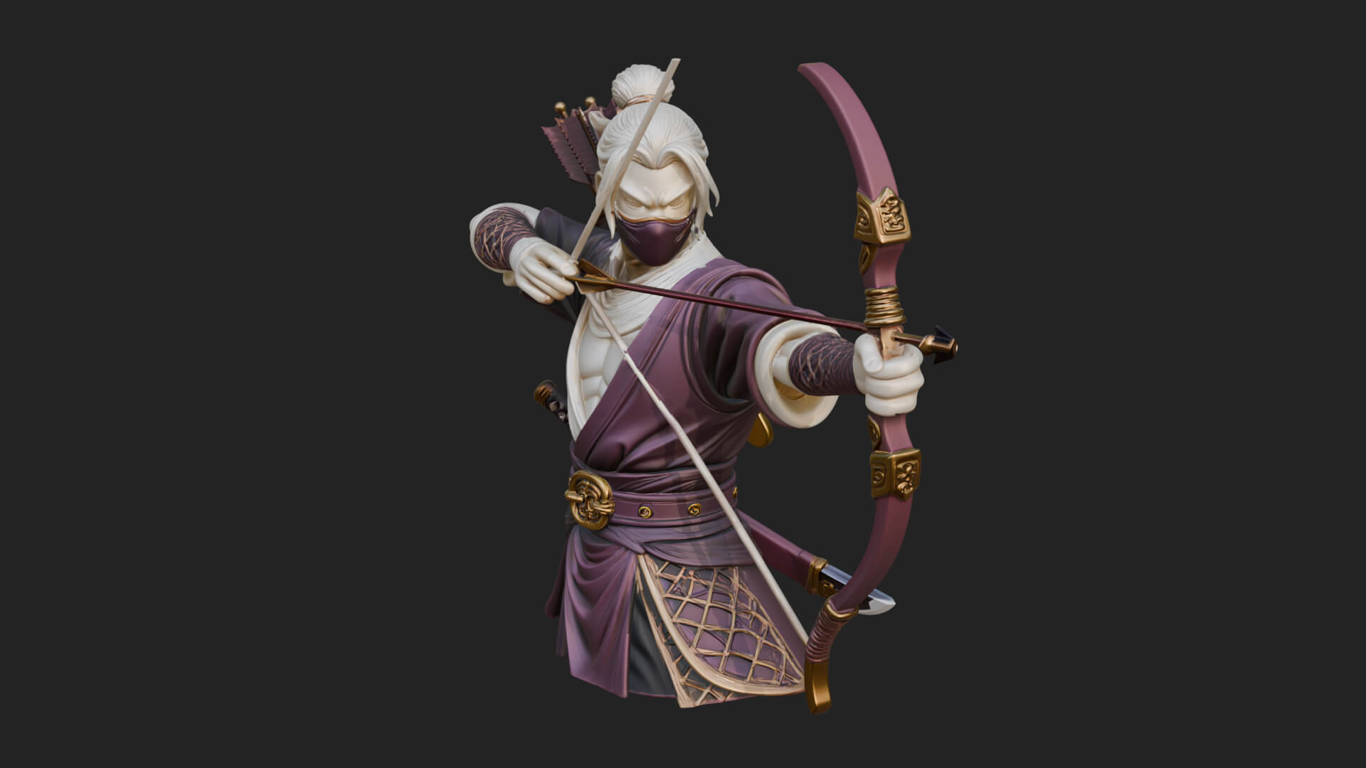 Robed Archer with Bow Statue Design 14 3D Print Model 3D Model