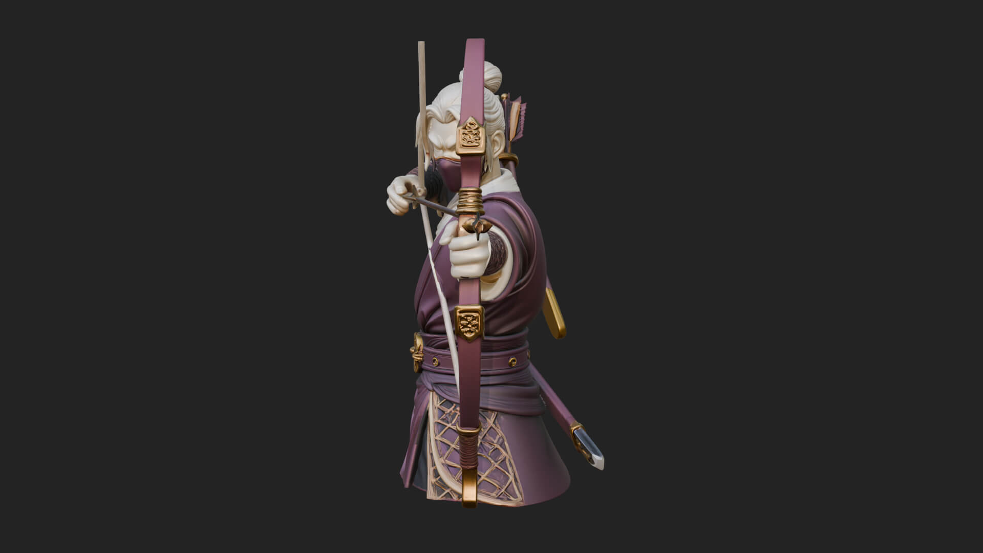 Robed Archer with Bow Statue Design 14 3D Print Model 3D Model