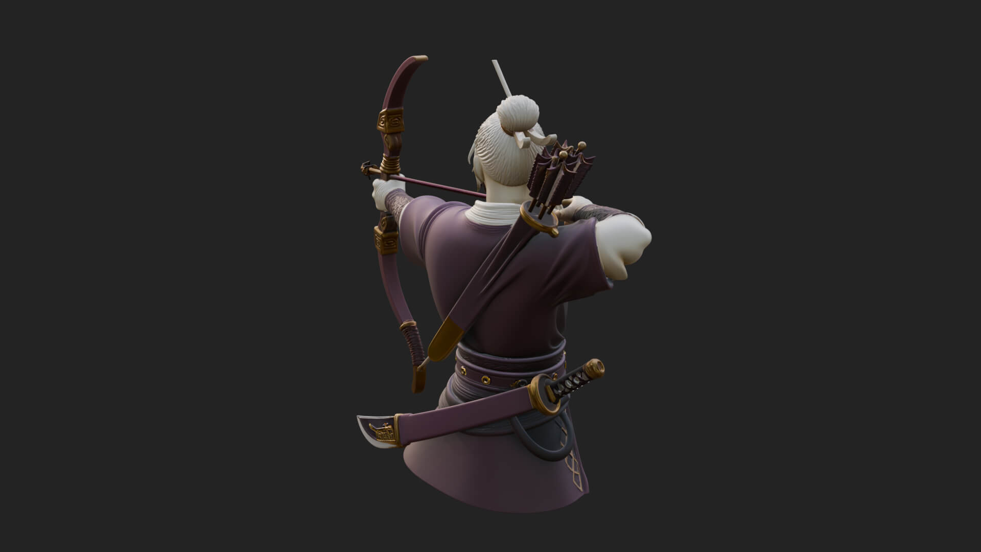 Robed Archer with Bow Statue Design 14 3D Print Model 3D Model