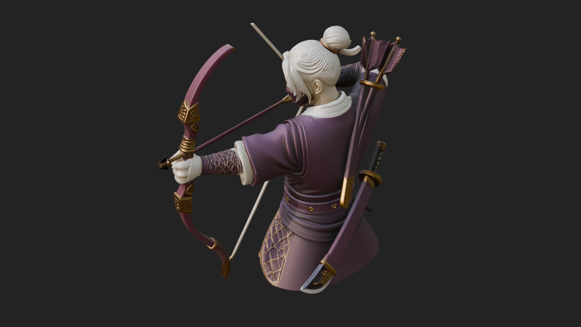 Robed Archer with Bow Statue Design 14 3D Print Model 3D Model