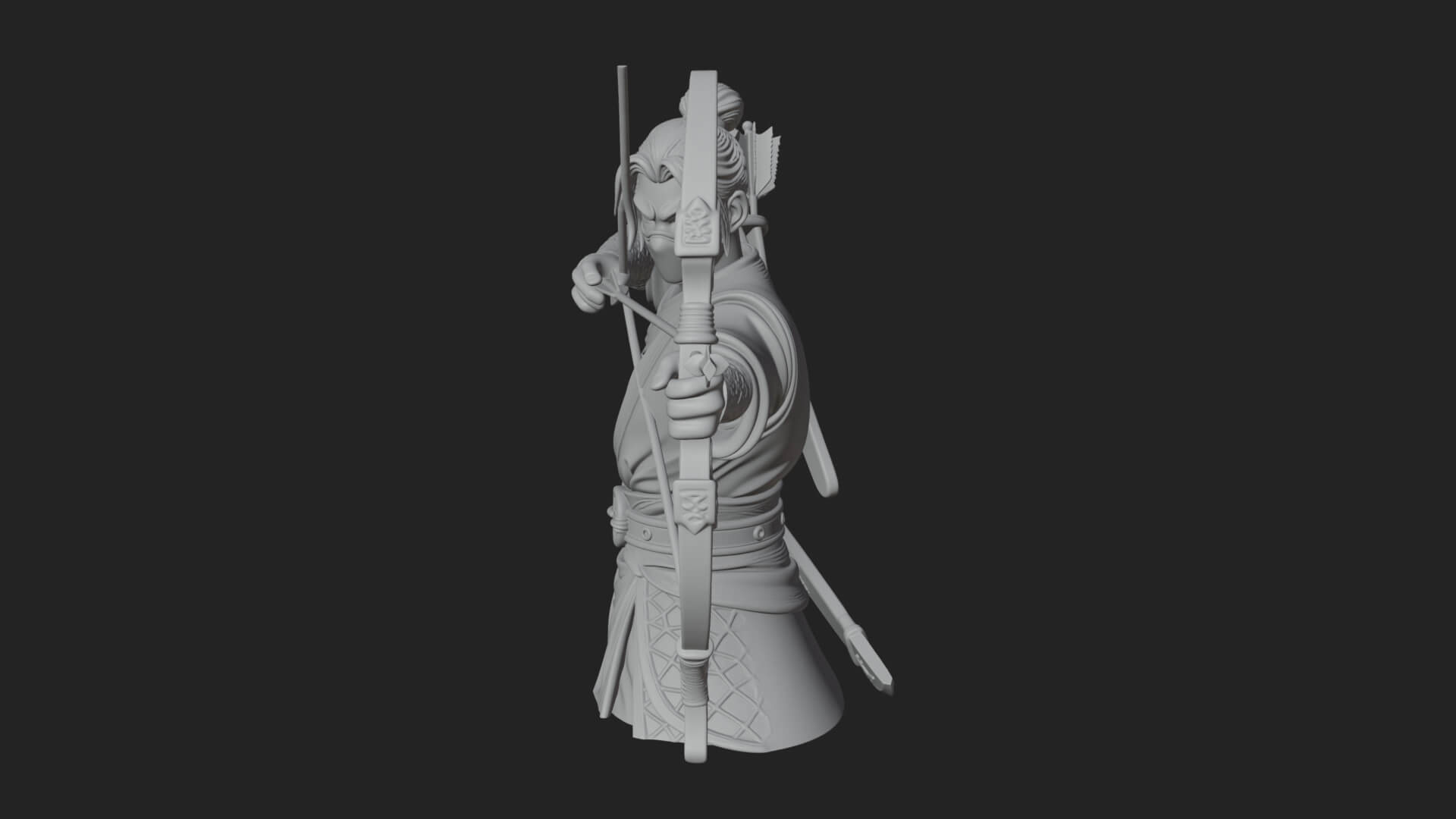 Robed Archer with Bow Statue Design 14 3D Print Model 3D Model