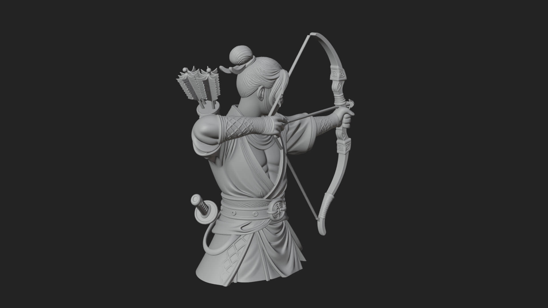 Robed Archer with Bow Statue Design 14 3D Print Model 3D Model