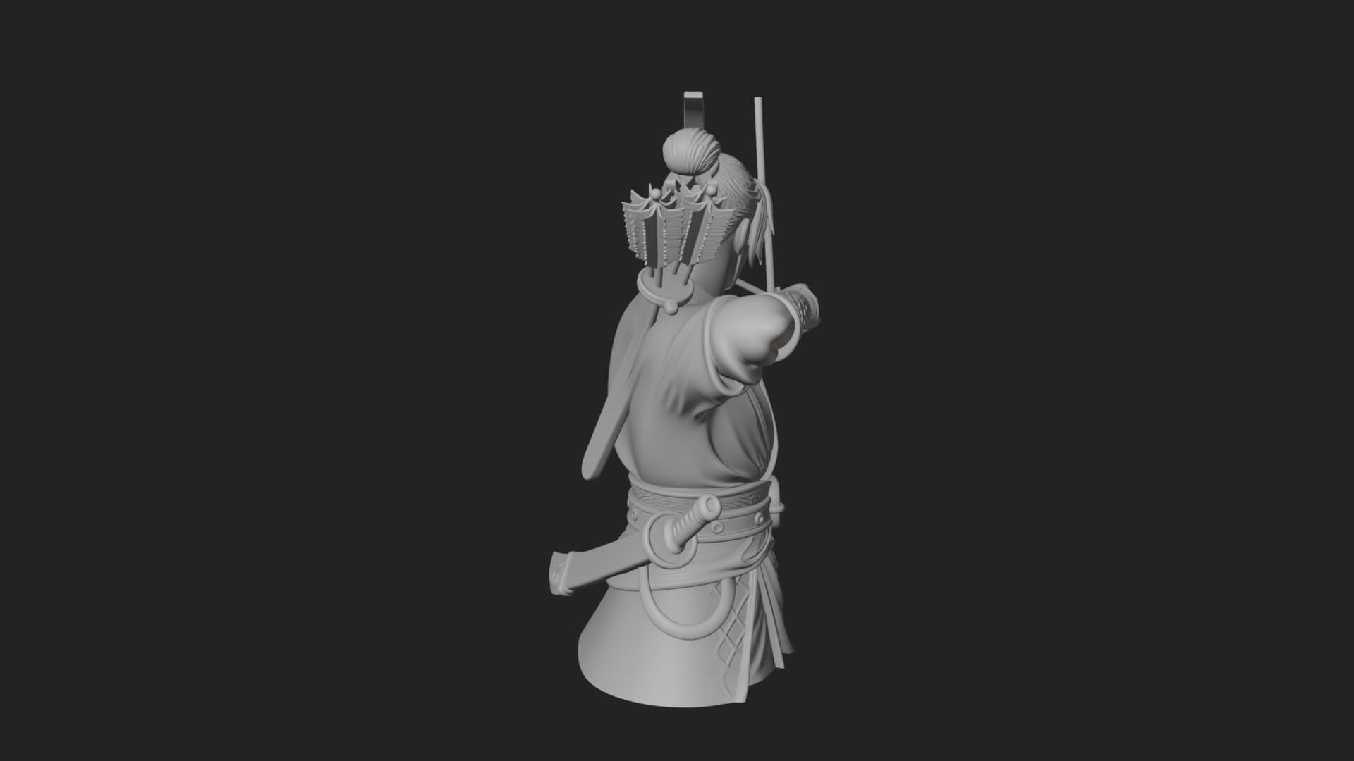 Robed Archer with Bow Statue Design 14 3D Print Model 3D Model
