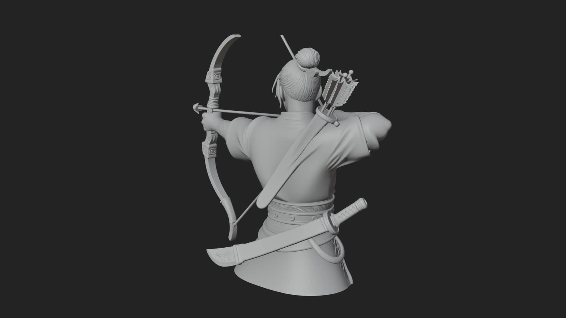 Robed Archer with Bow Statue Design 14 3D Print Model 3D Model