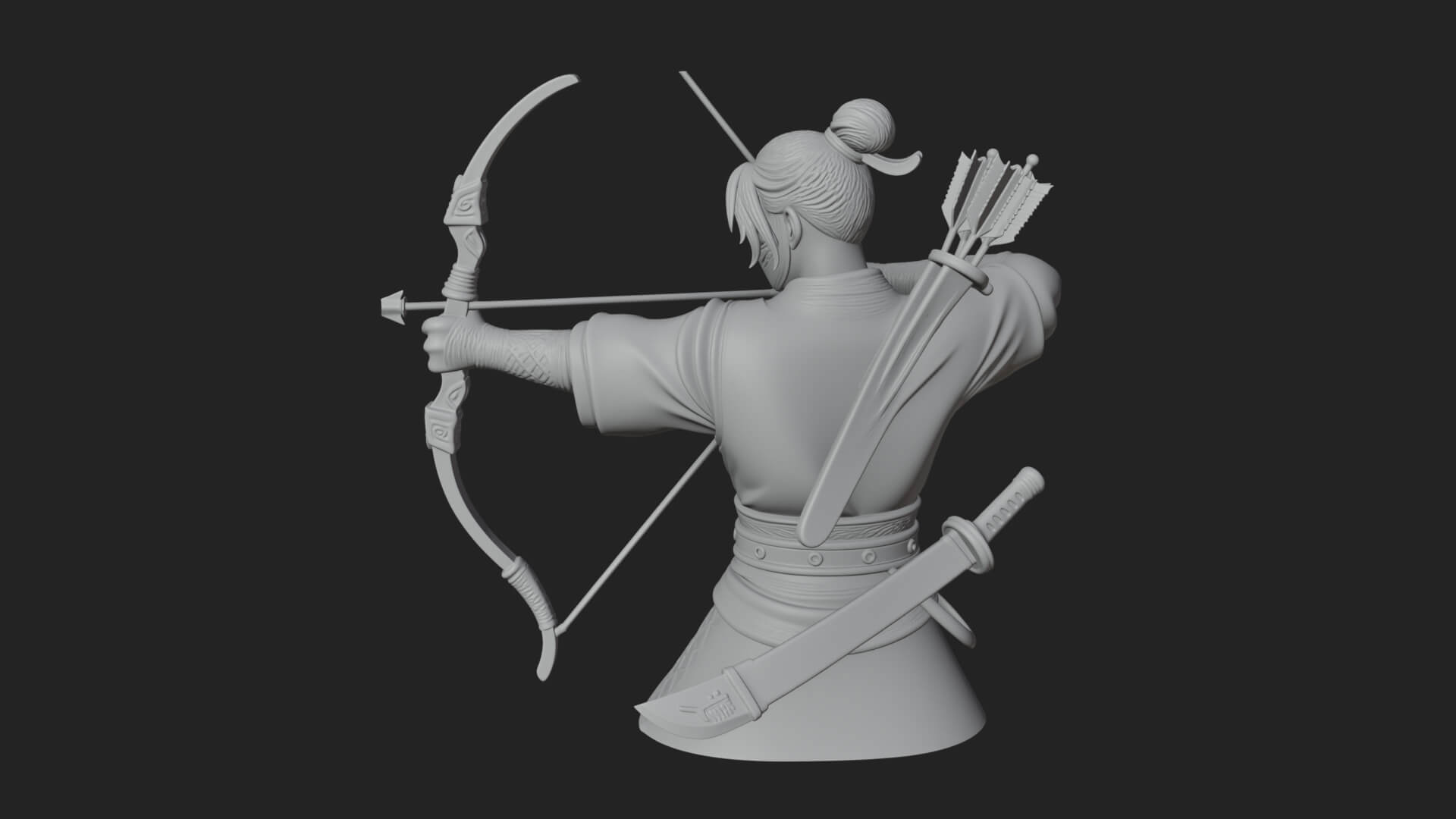 Robed Archer with Bow Statue Design 14 3D Print Model 3D Model