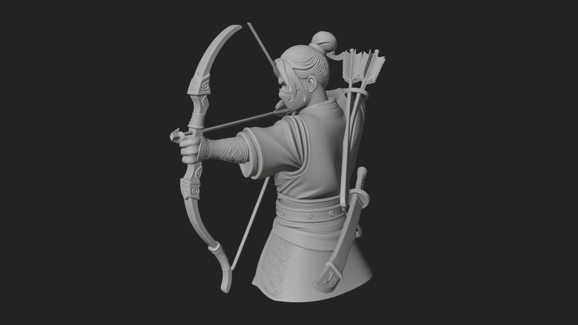 Robed Archer with Bow Statue Design 14 3D Print Model 3D Model