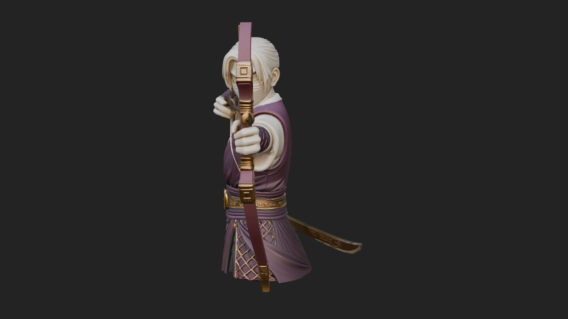 Robed Archer with Bow Statue Design 15 3D Print Model 3D Model