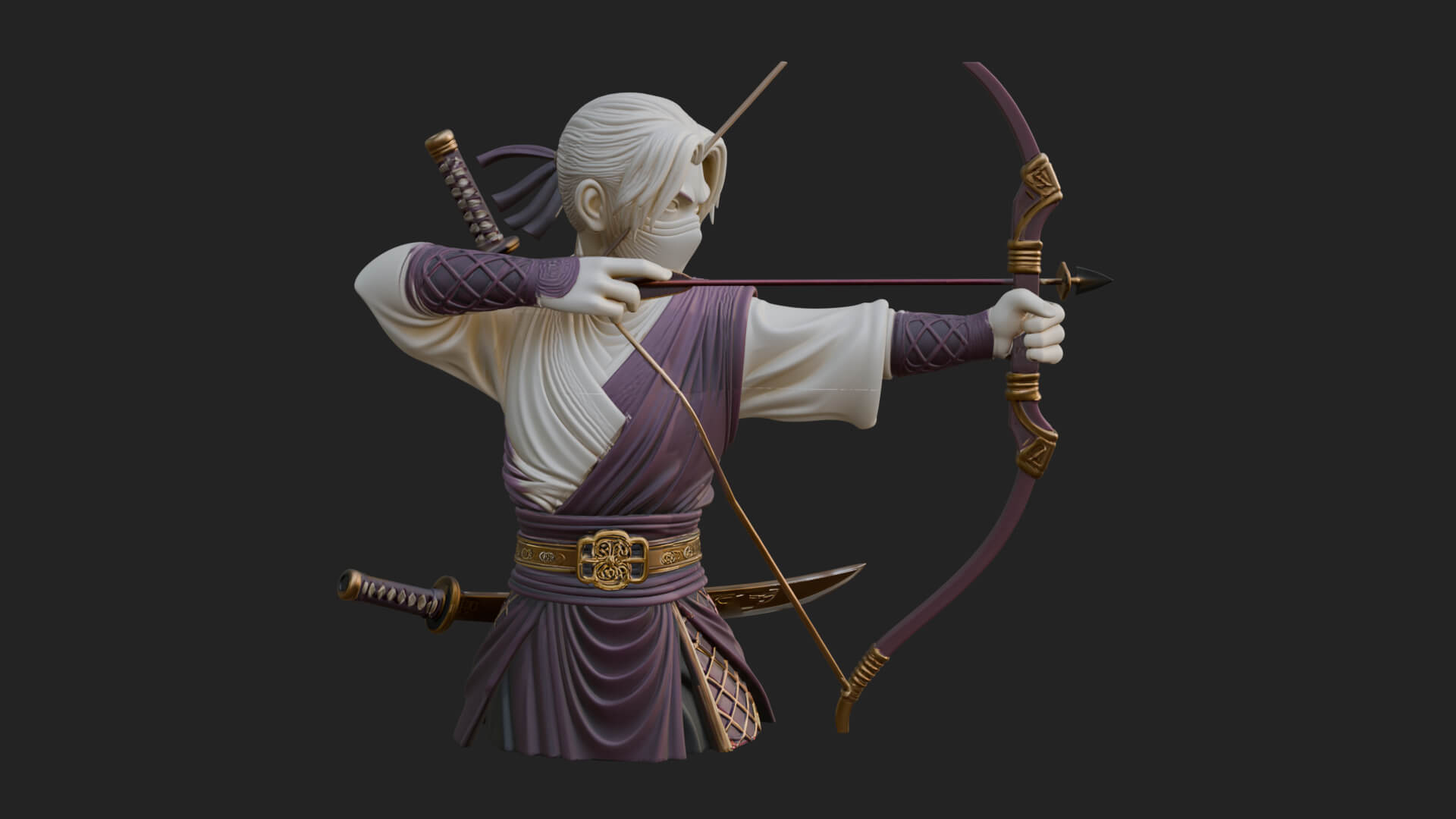 Robed Archer with Bow Statue Design 15 3D Print Model 3D Model