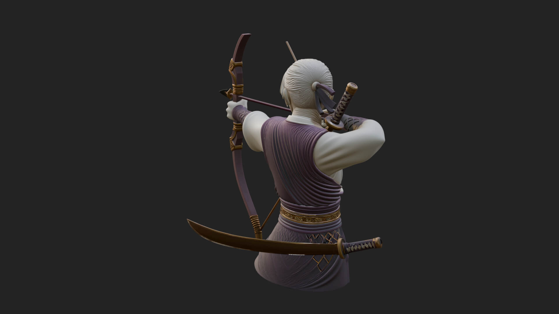 Robed Archer with Bow Statue Design 15 3D Print Model 3D Model