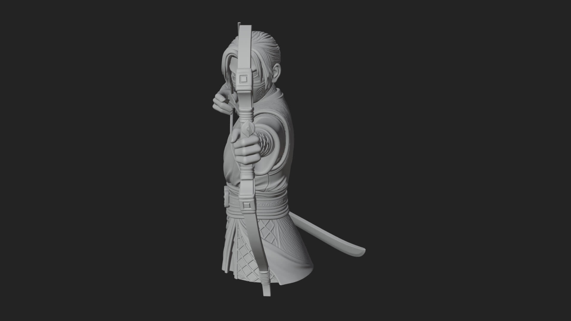 Robed Archer with Bow Statue Design 15 3D Print Model 3D Model