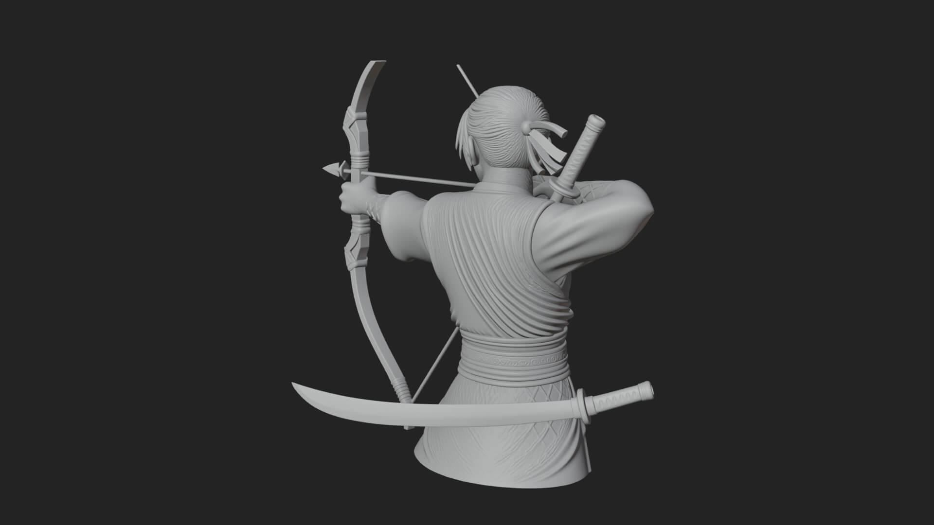 Robed Archer with Bow Statue Design 15 3D Print Model 3D Model
