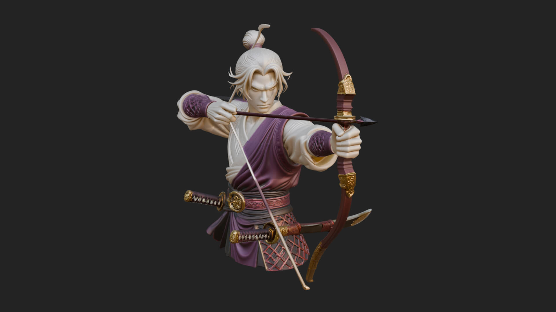 Robed Archer with Bow Statue Design 16 3D Print Model 3D Model