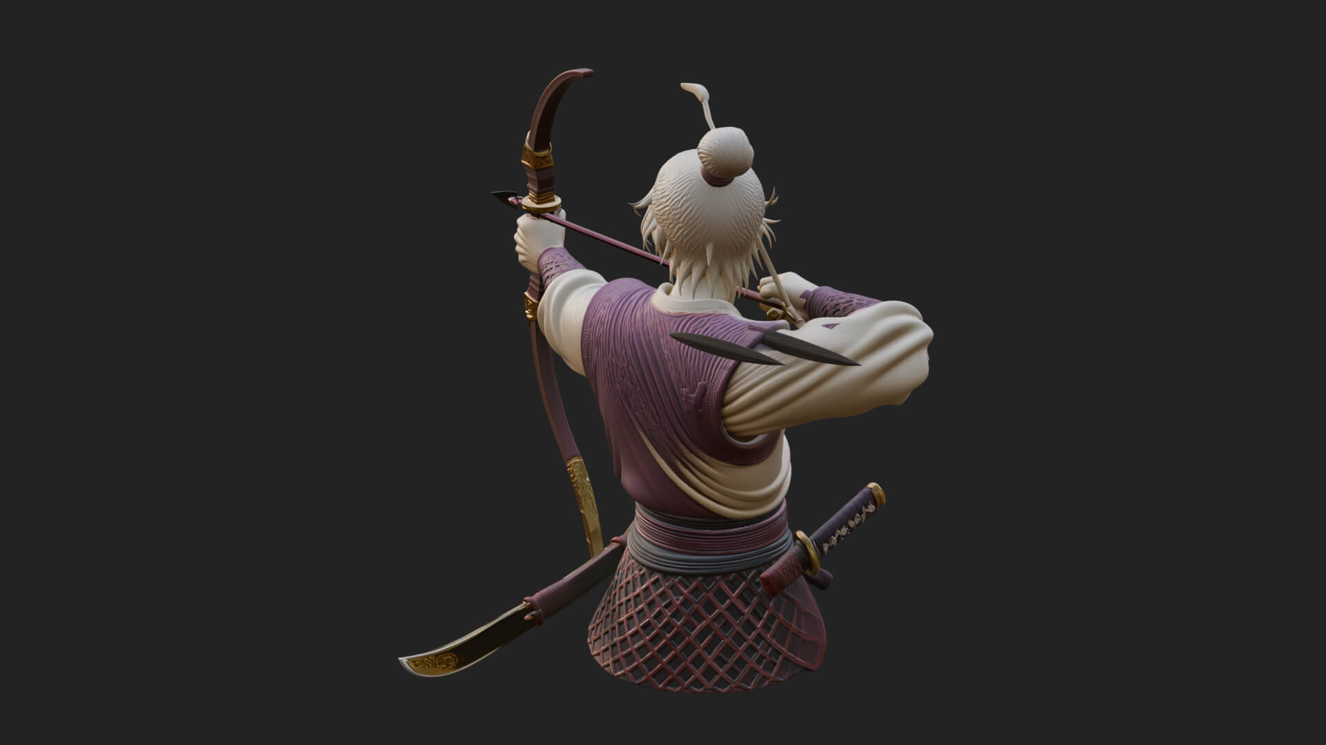 Robed Archer with Bow Statue Design 16 3D Print Model 3D Model