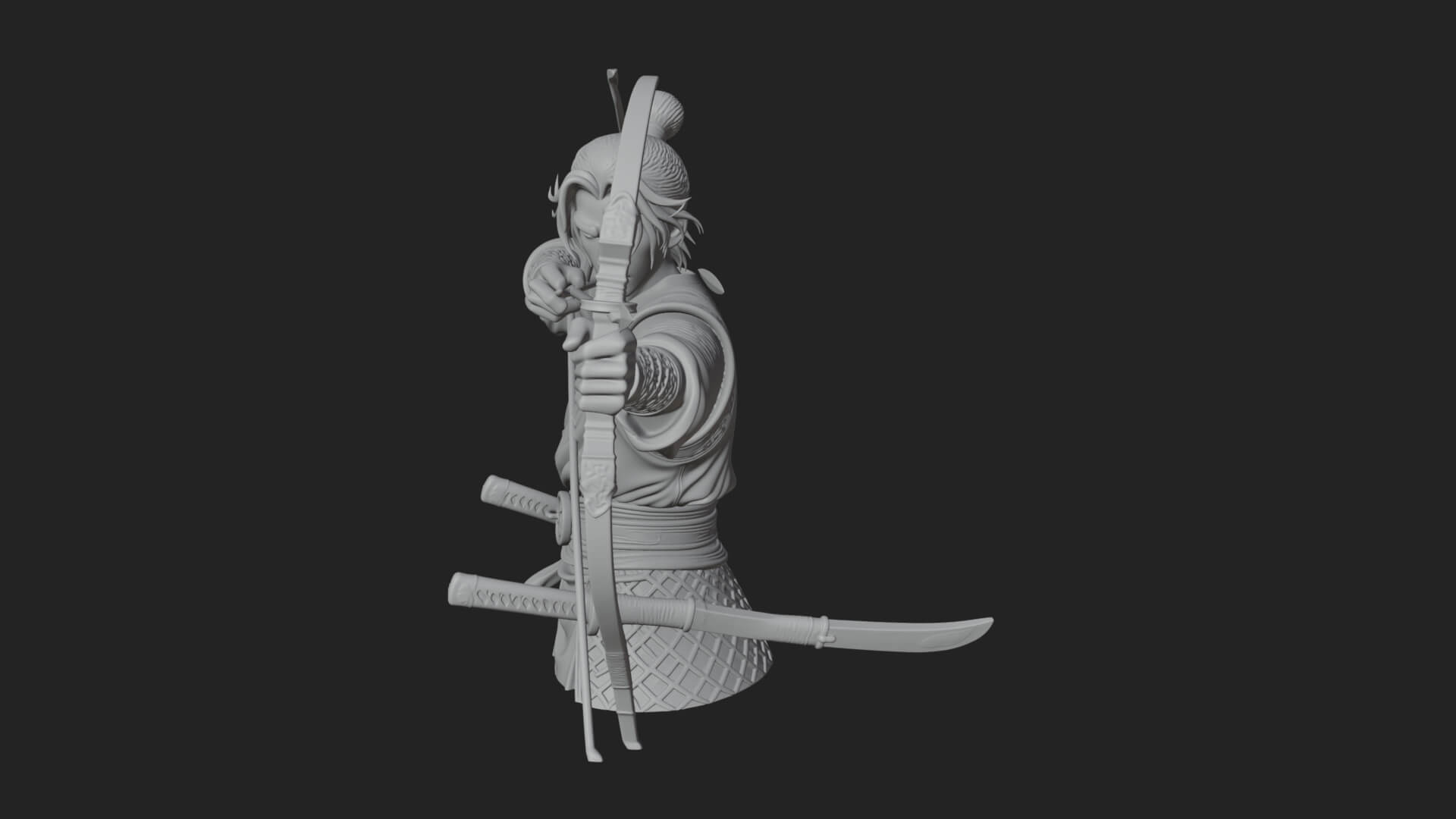 Robed Archer with Bow Statue Design 16 3D Print Model 3D Model