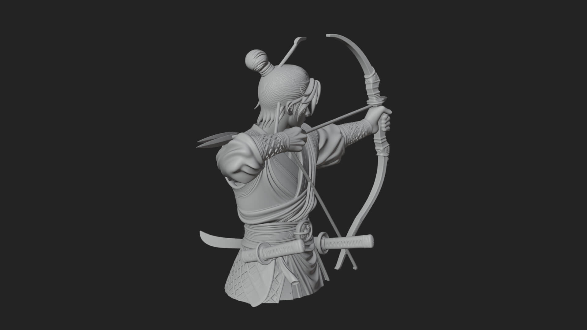 Robed Archer with Bow Statue Design 16 3D Print Model 3D Model