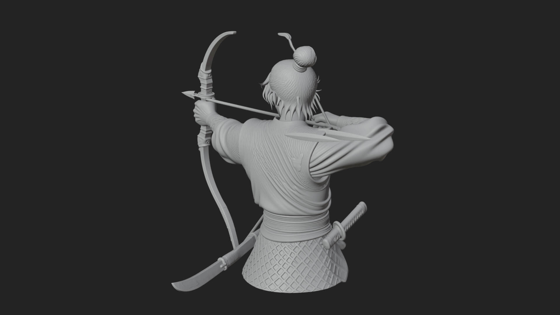 Robed Archer with Bow Statue Design 16 3D Print Model 3D Model