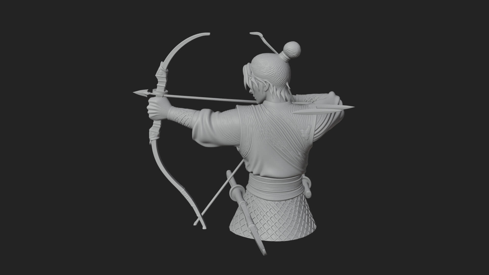 Robed Archer with Bow Statue Design 16 3D Print Model 3D Model