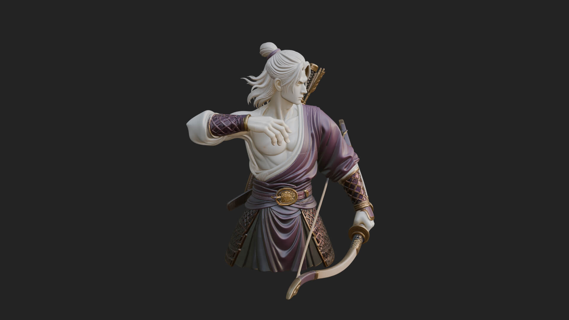 Robed Archer with Bow Statue Design 17 3D Print Model 3D Model