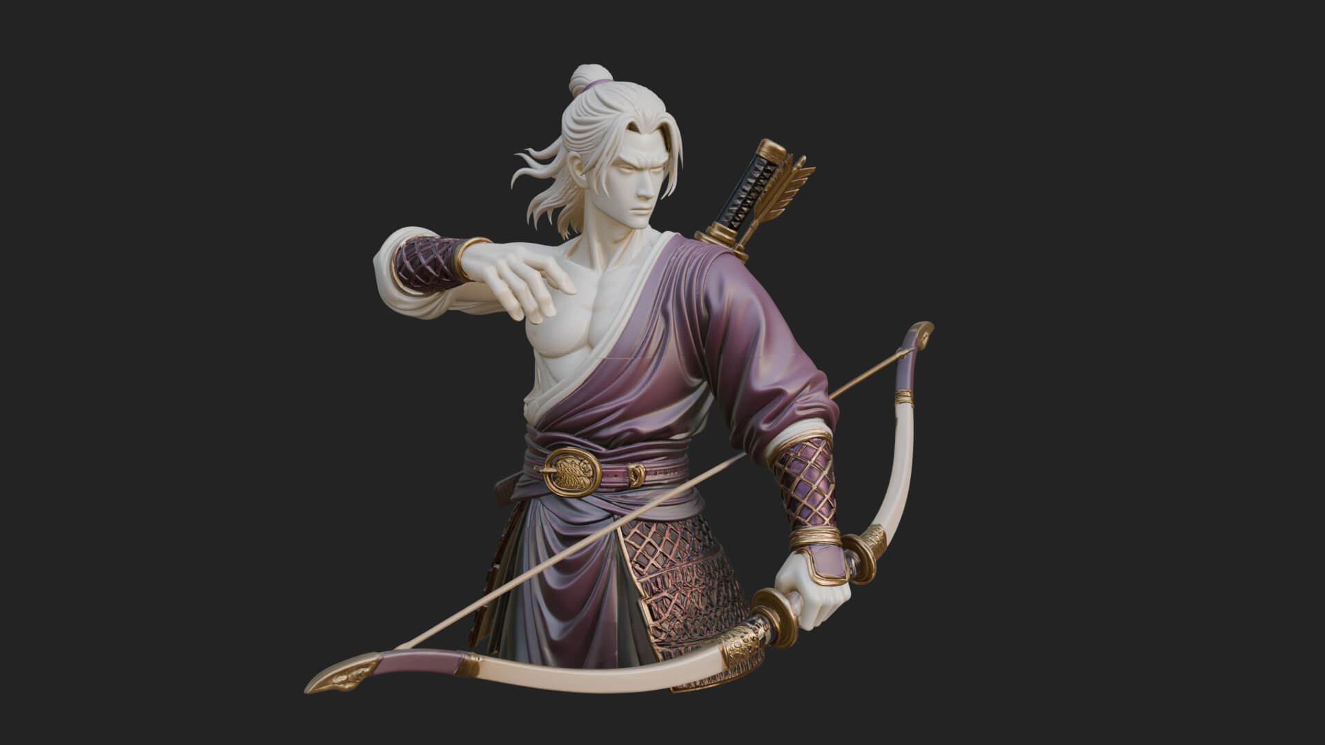 Robed Archer with Bow Statue Design 17 3D Print Model 3D Model