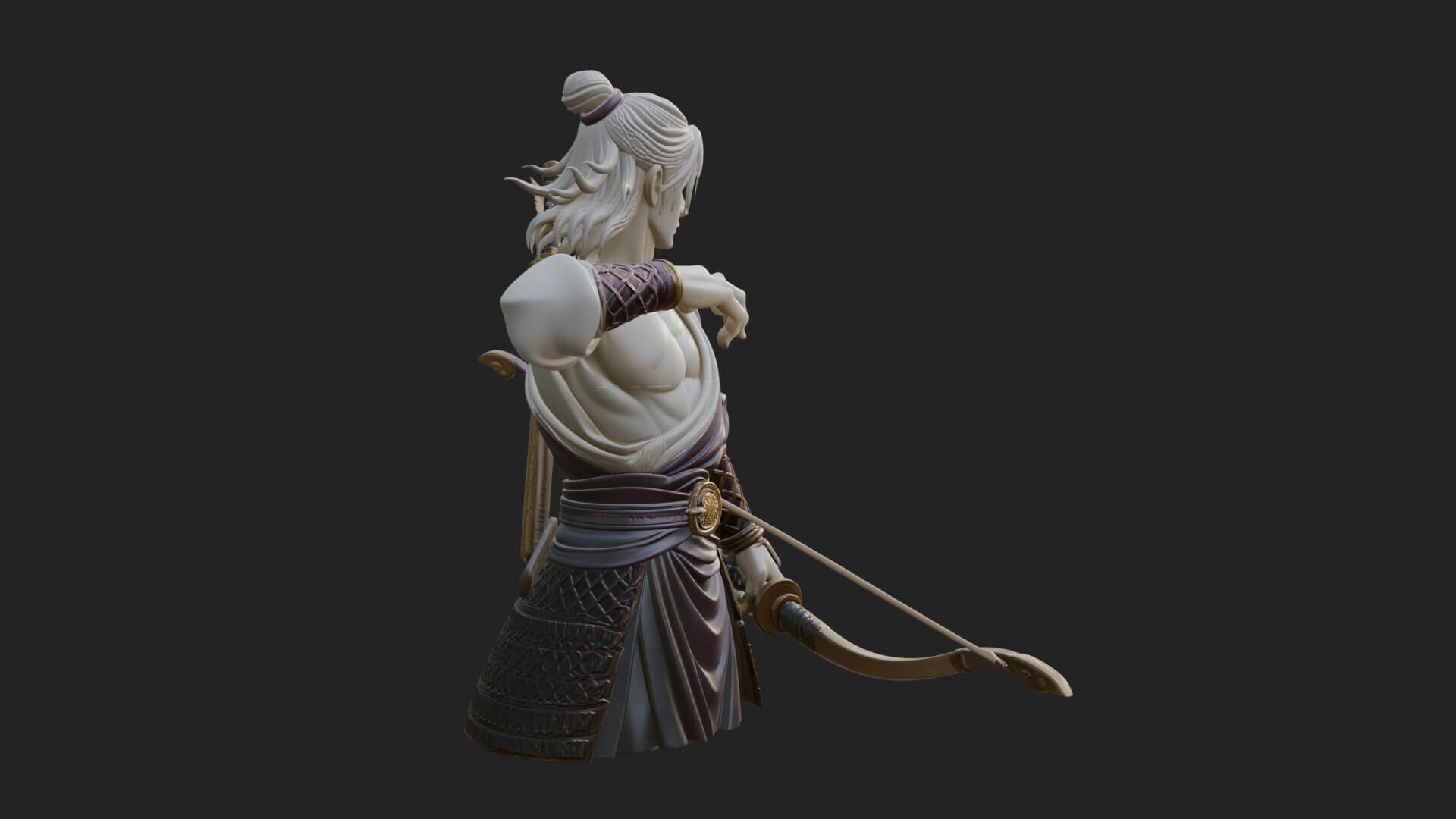 Robed Archer with Bow Statue Design 17 3D Print Model 3D Model