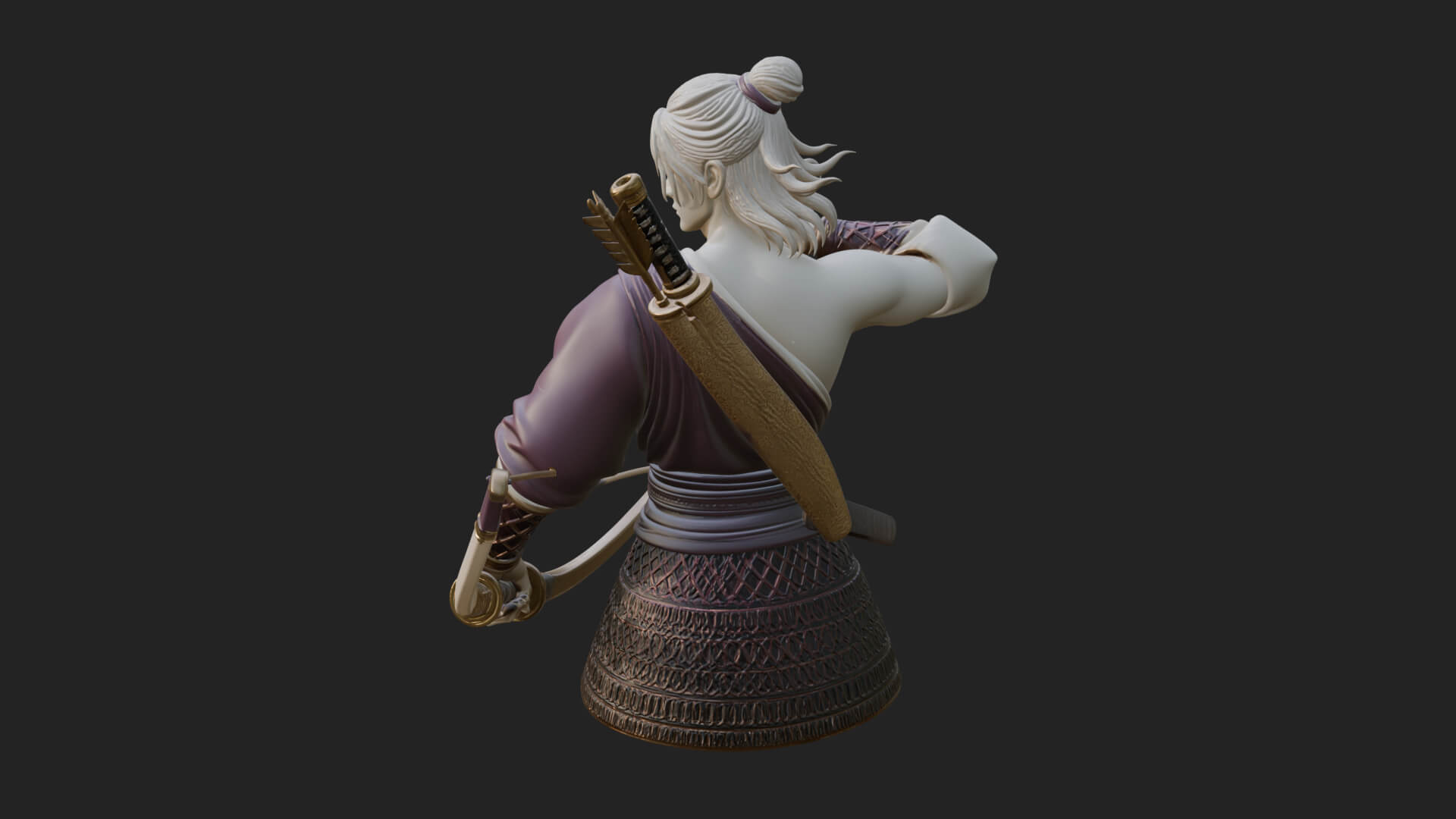 Robed Archer with Bow Statue Design 17 3D Print Model 3D Model
