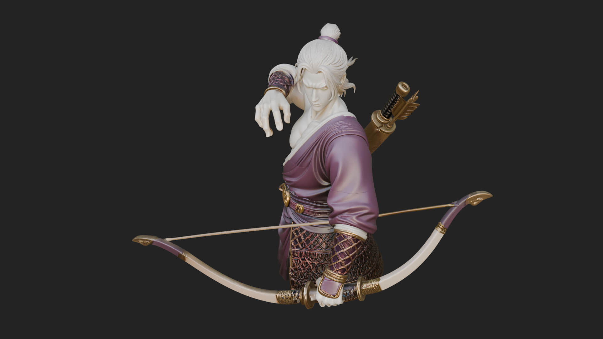 Robed Archer with Bow Statue Design 17 3D Print Model 3D Model