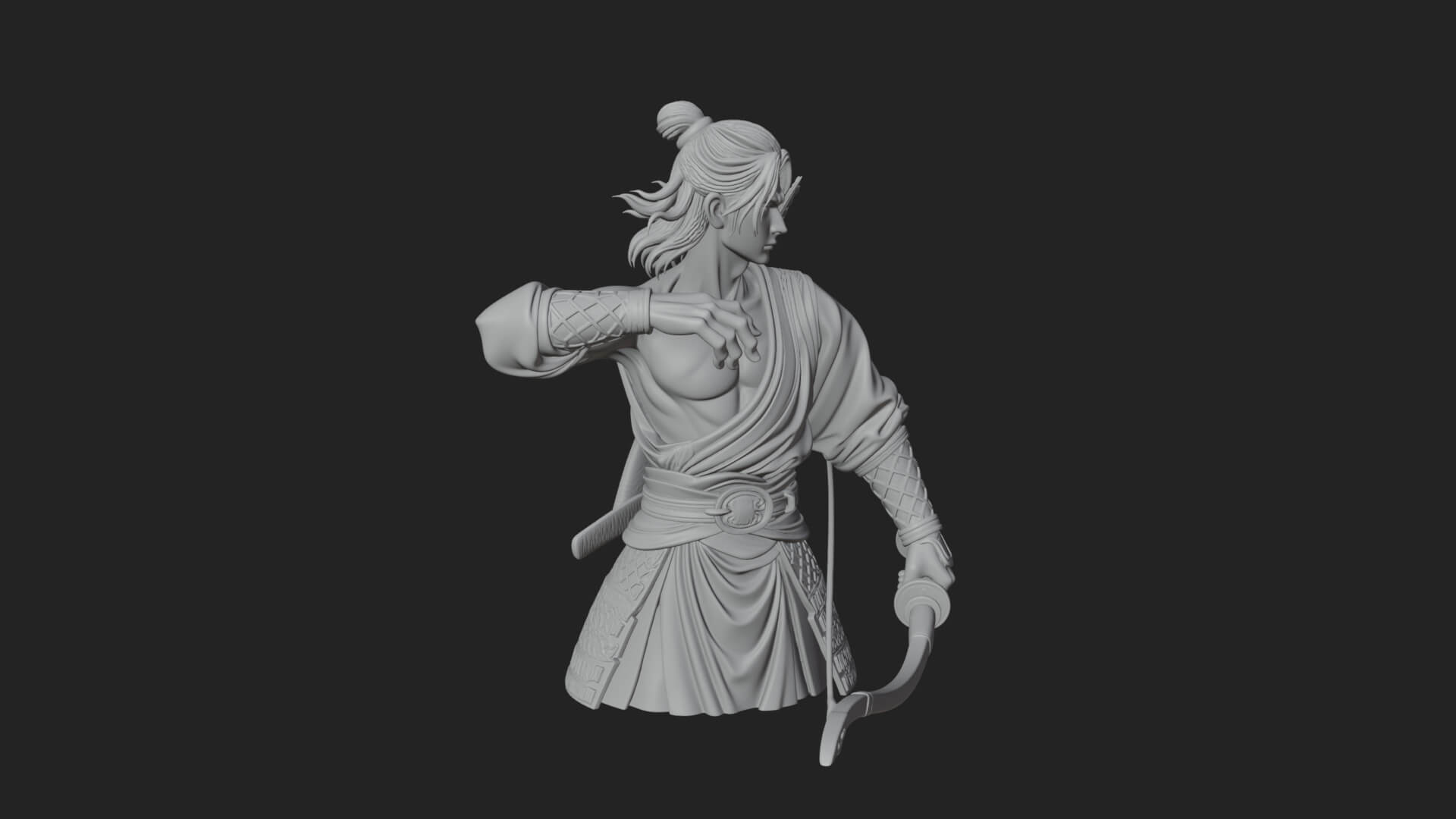 Robed Archer with Bow Statue Design 17 3D Print Model 3D Model