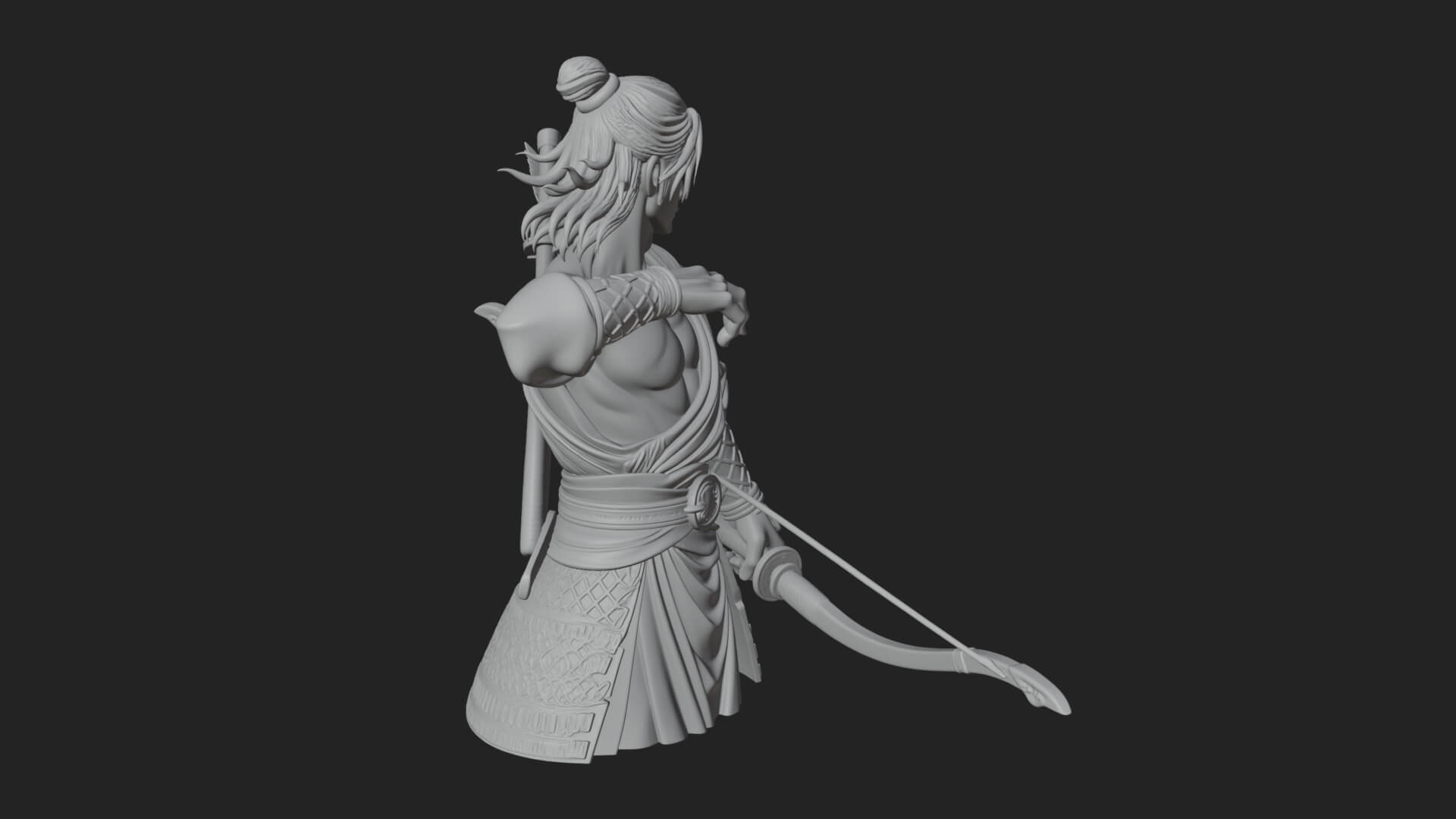 Robed Archer with Bow Statue Design 17 3D Print Model 3D Model