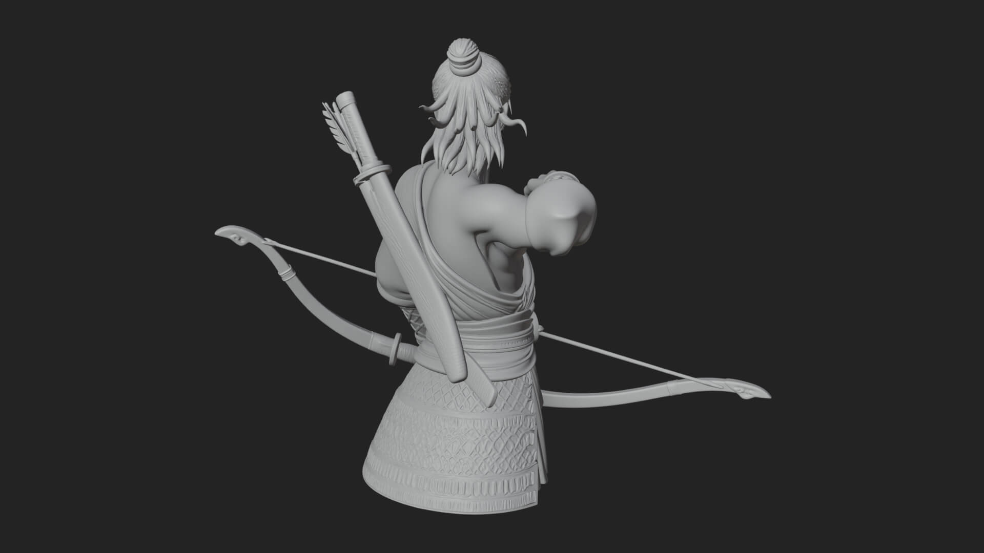 Robed Archer with Bow Statue Design 17 3D Print Model 3D Model