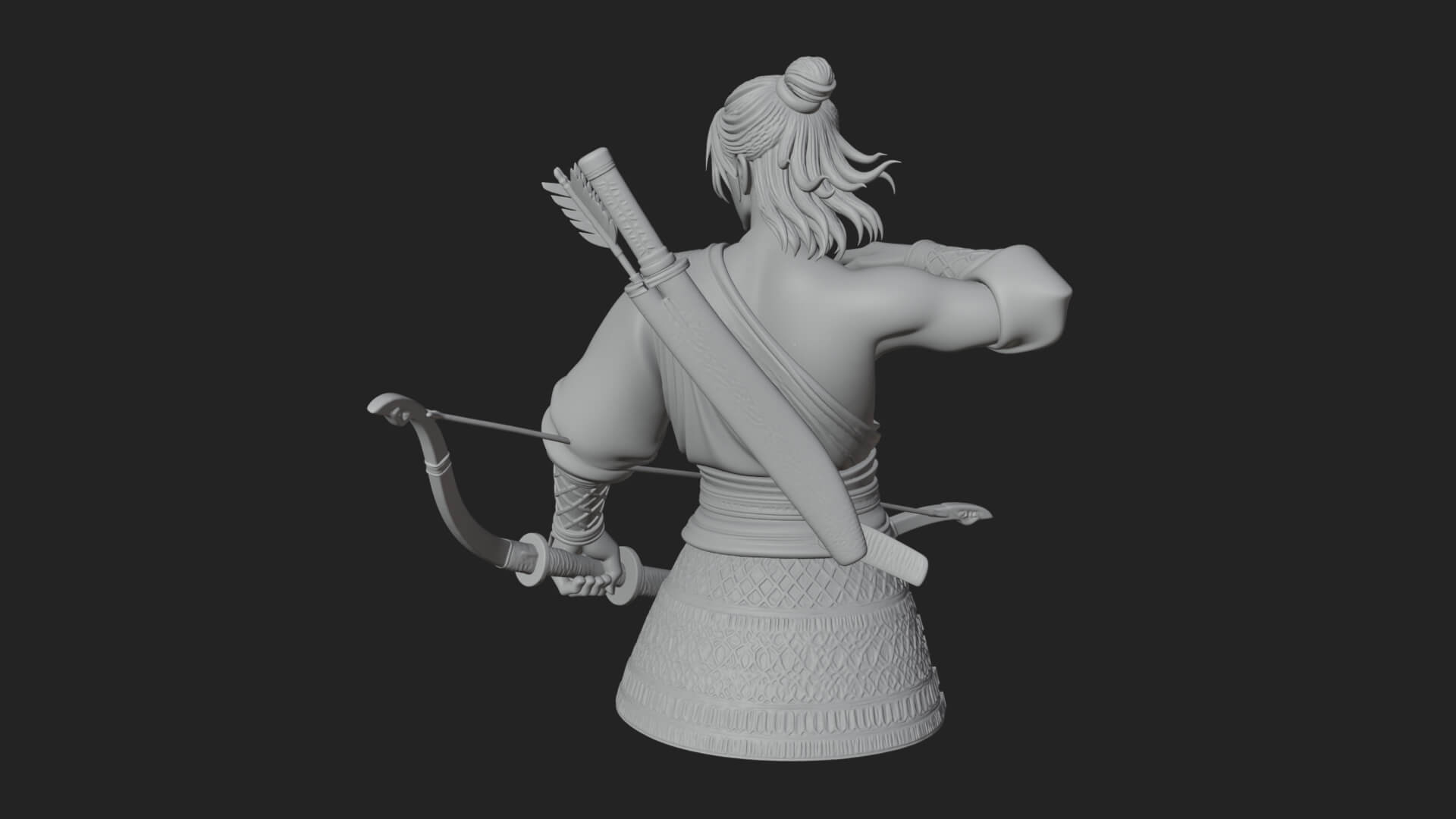 Robed Archer with Bow Statue Design 17 3D Print Model 3D Model