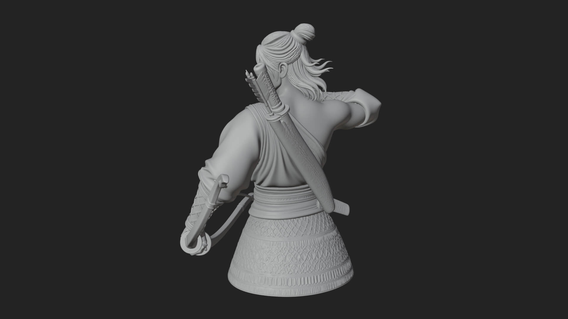 Robed Archer with Bow Statue Design 17 3D Print Model 3D Model