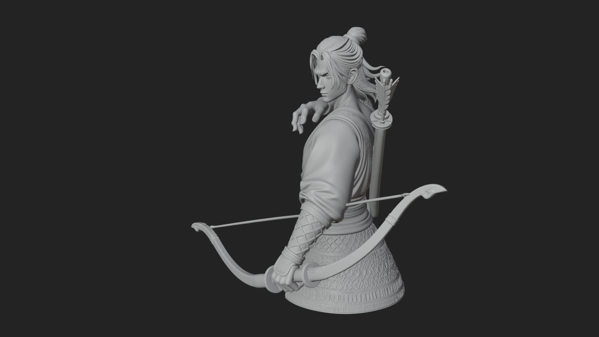 Robed Archer with Bow Statue Design 17 3D Print Model 3D Model