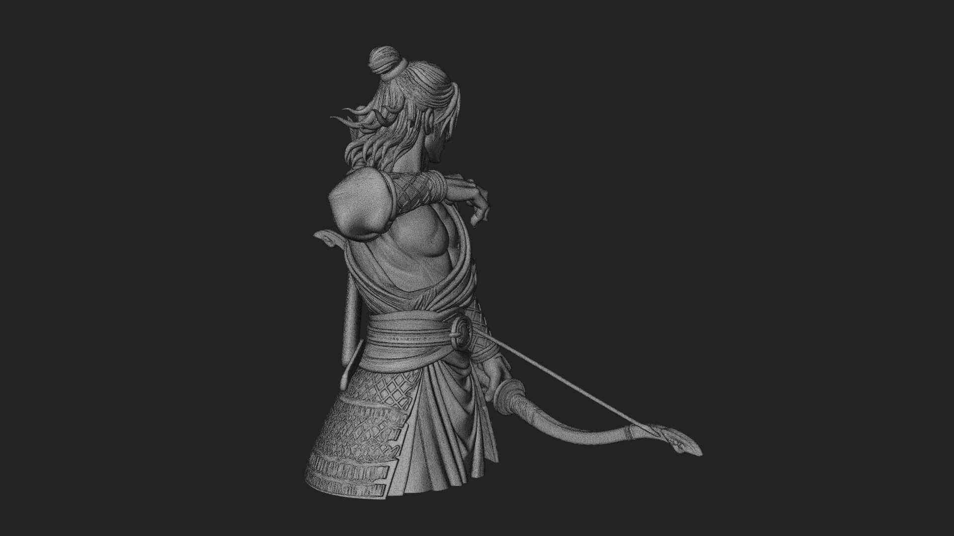 Robed Archer with Bow Statue Design 17 3D Print Model 3D Model