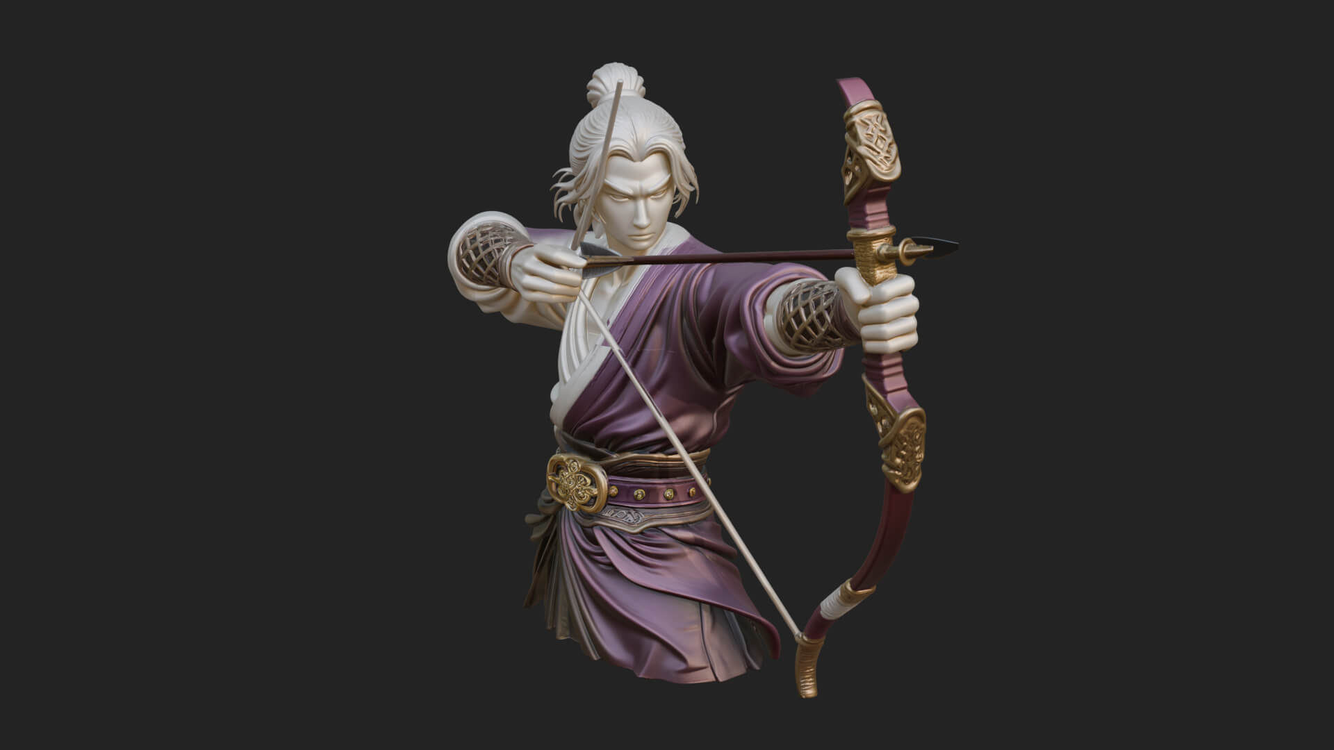 Robed Archer with Bow Statue Design 18 3D Print Model 3D Model
